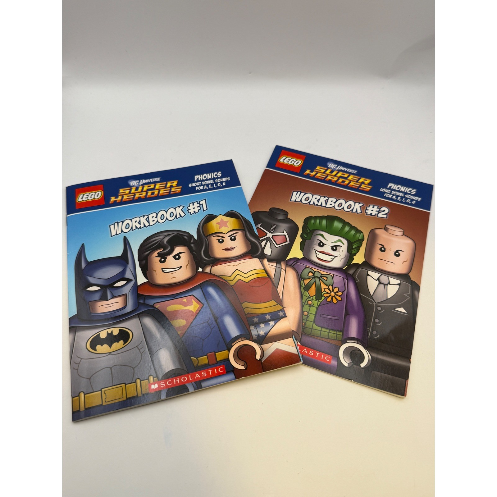 LEGO DC Universe Super Heroes Phonics Scholastic 10 Books 2 Workbooks Set Batman
