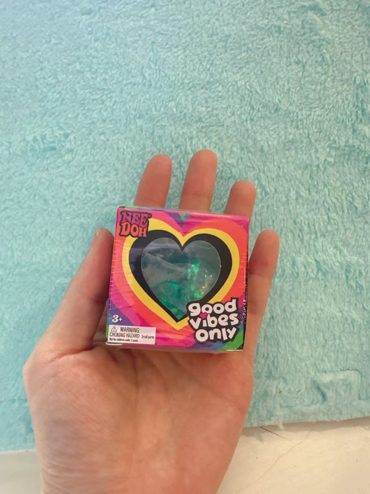 Off Brand NeeDoh Good Vibes Only 2 Inch Blue Squishy Squeeze Toy Ages 4 & Up
