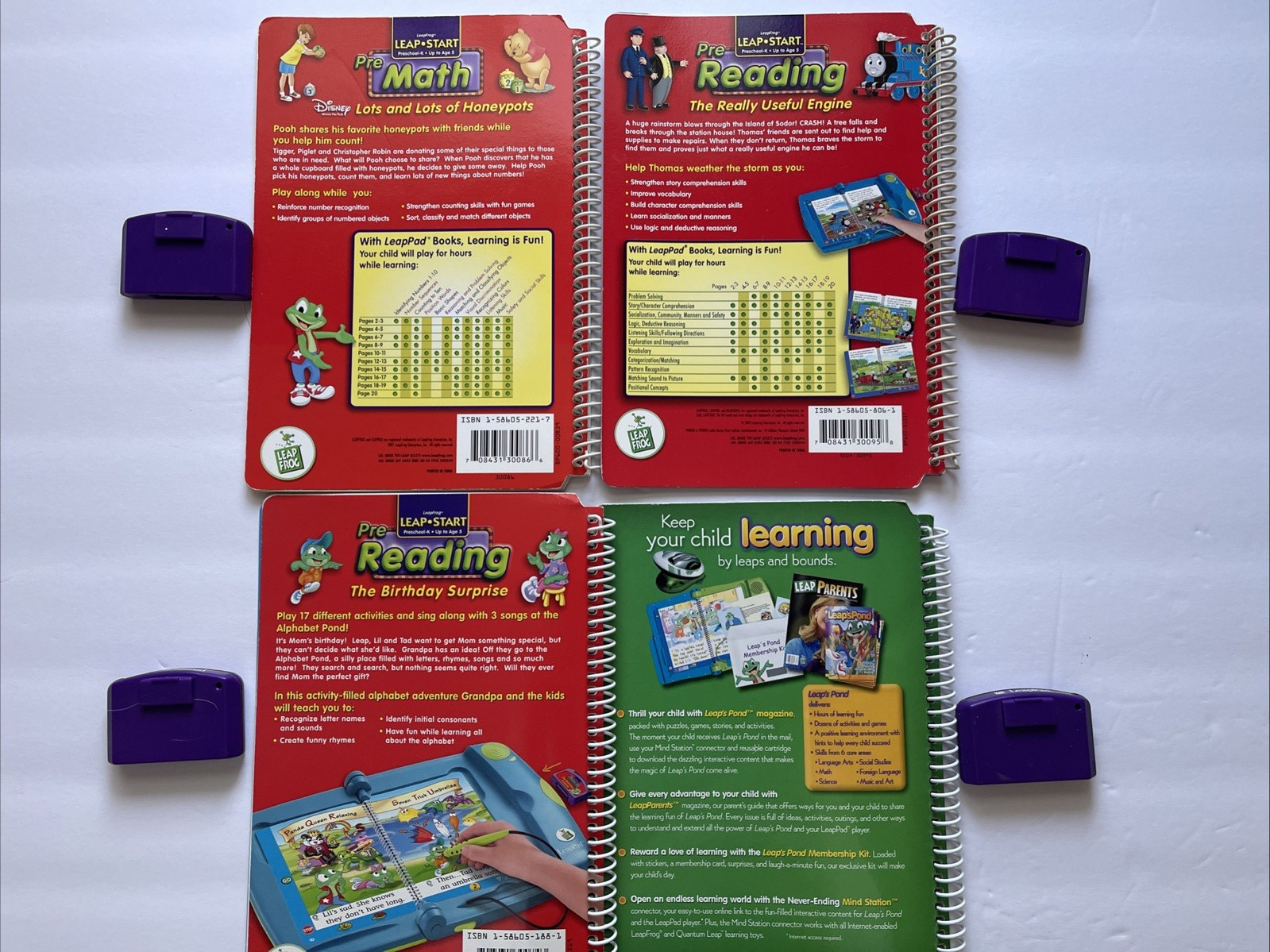 Set of 4 LeapFrog LeapStart Preschool Reading Thomas Winnie the Pooh Up to Age 5