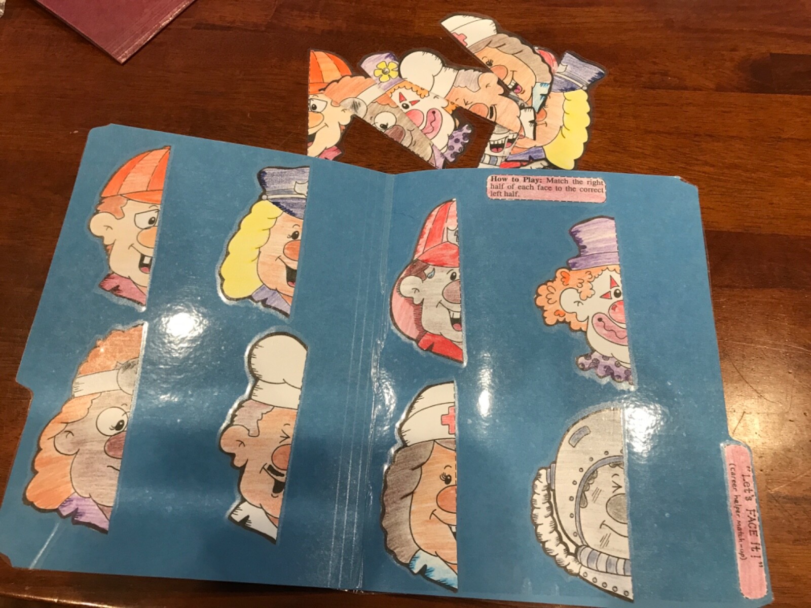 Let’s Face It! Career Helper Match Up Social Studies grades k-4 file folder game