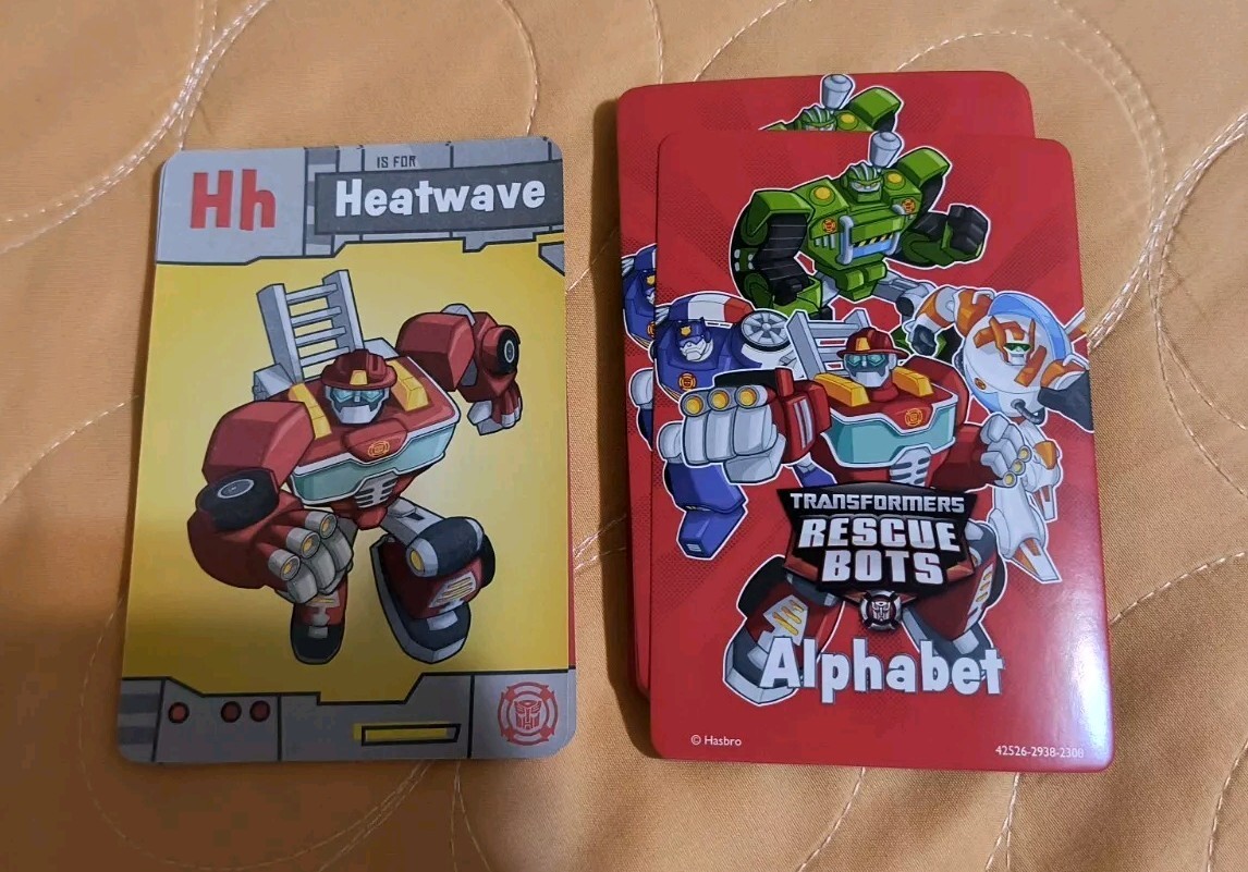 Transformers Rescue Bots Alphabet Flash Cards Educational Learning 🆕 Free Ship!