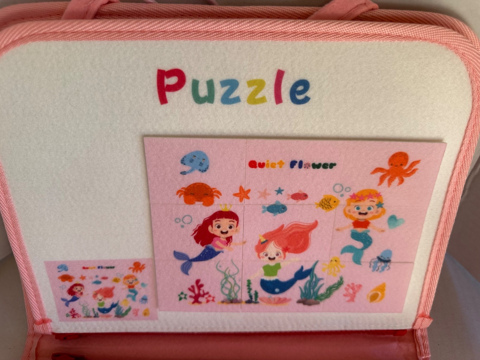 Montessori Felt Busy Board for Toddlers, Interactive Sensory Toy, Quiet Book