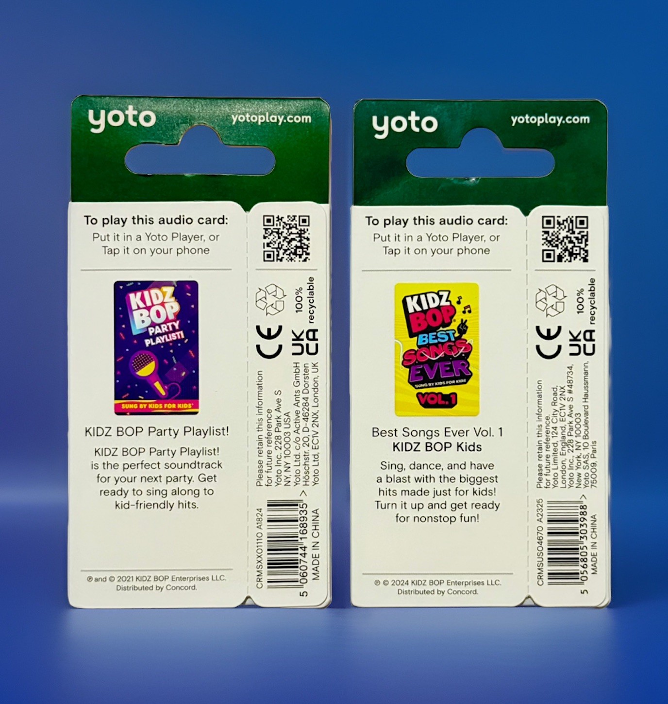 *2 Pack* YOTO Audio Card Kidz BOP Party Playlist w Volume 1. Best Holiday Gift