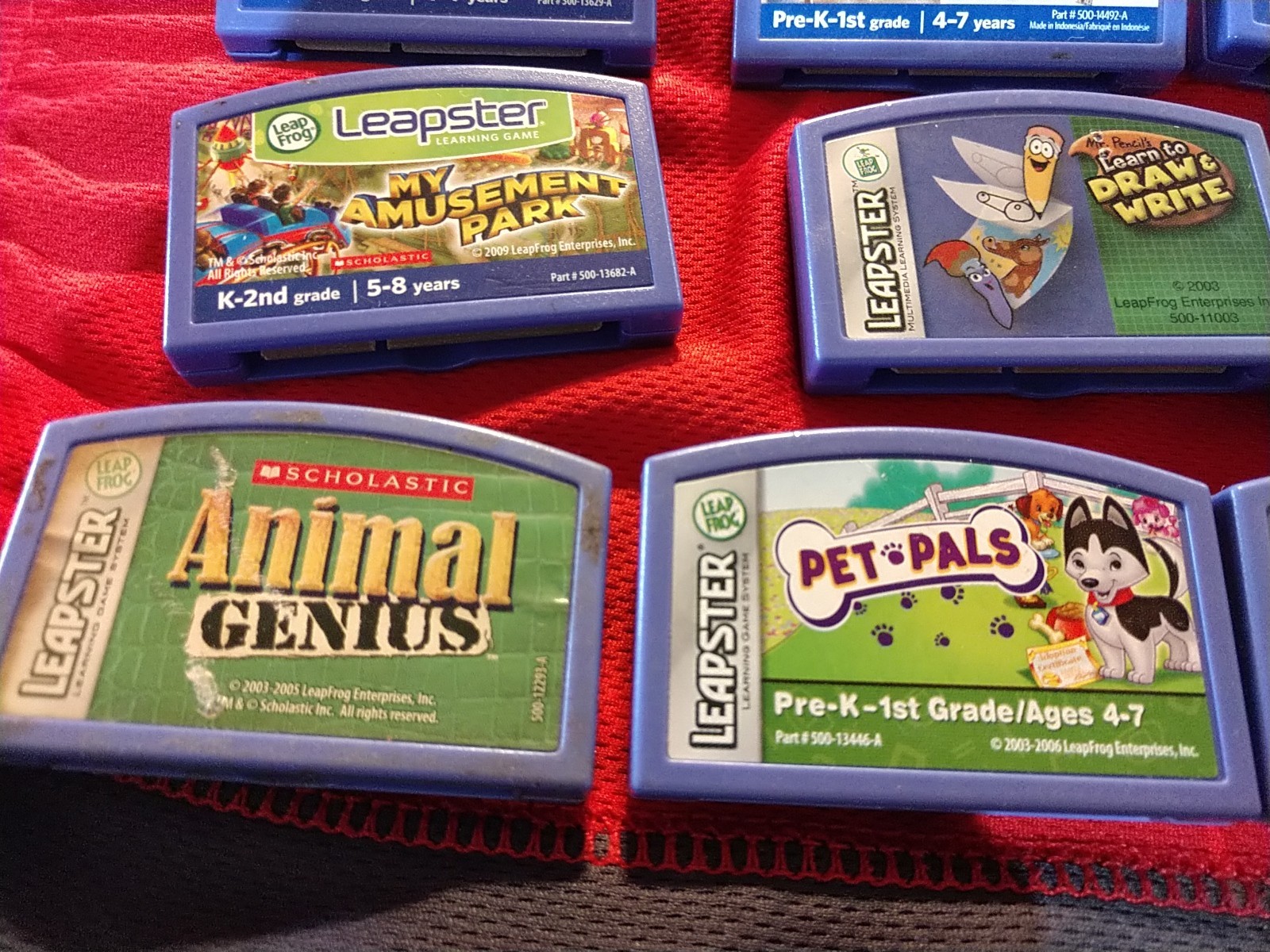 Lot of 10 LeapFrog Leapster Assorted Learning Game Cartridges – Ages 4-8+
