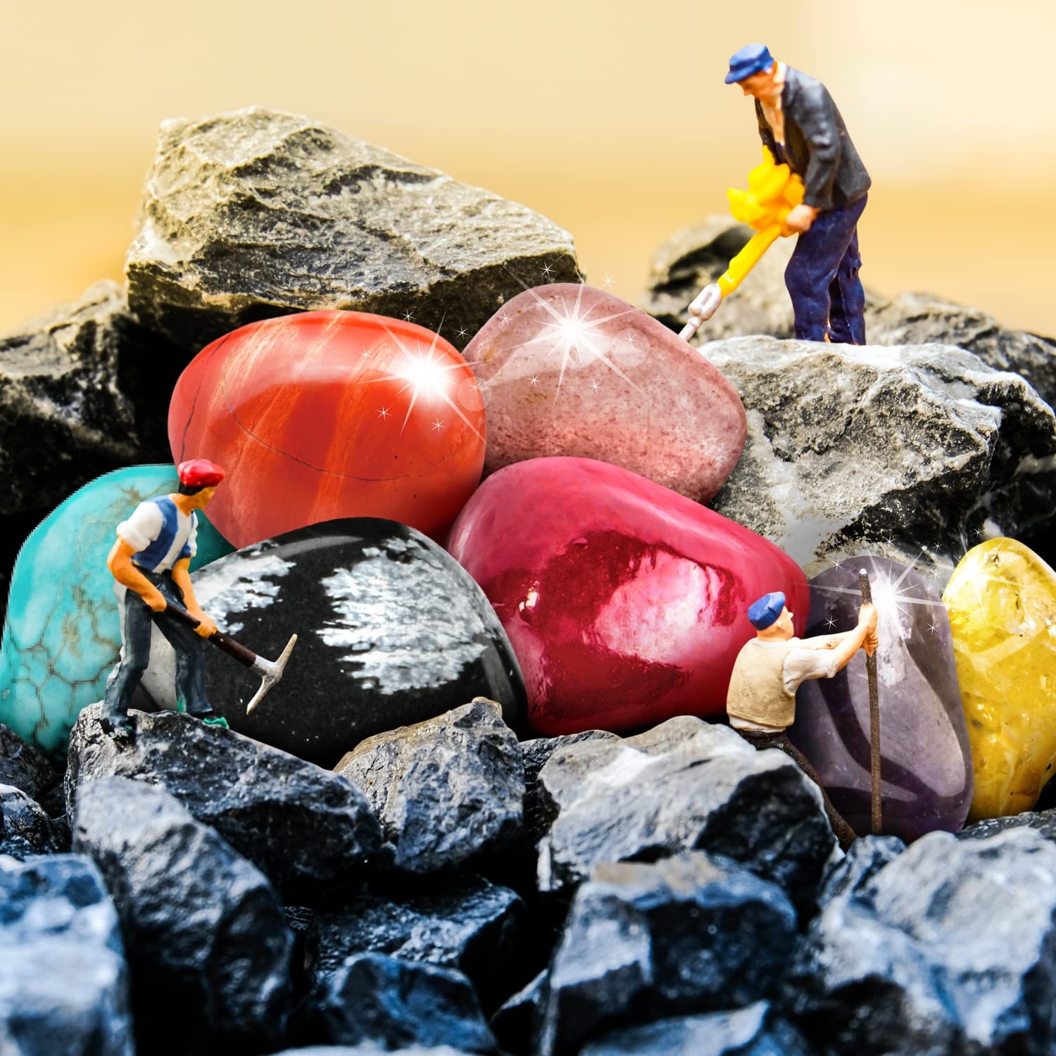 Gamerside Rock Collection for Kids – 25 Unique 2.5 x 5 x 5 inches, 25 Rocks