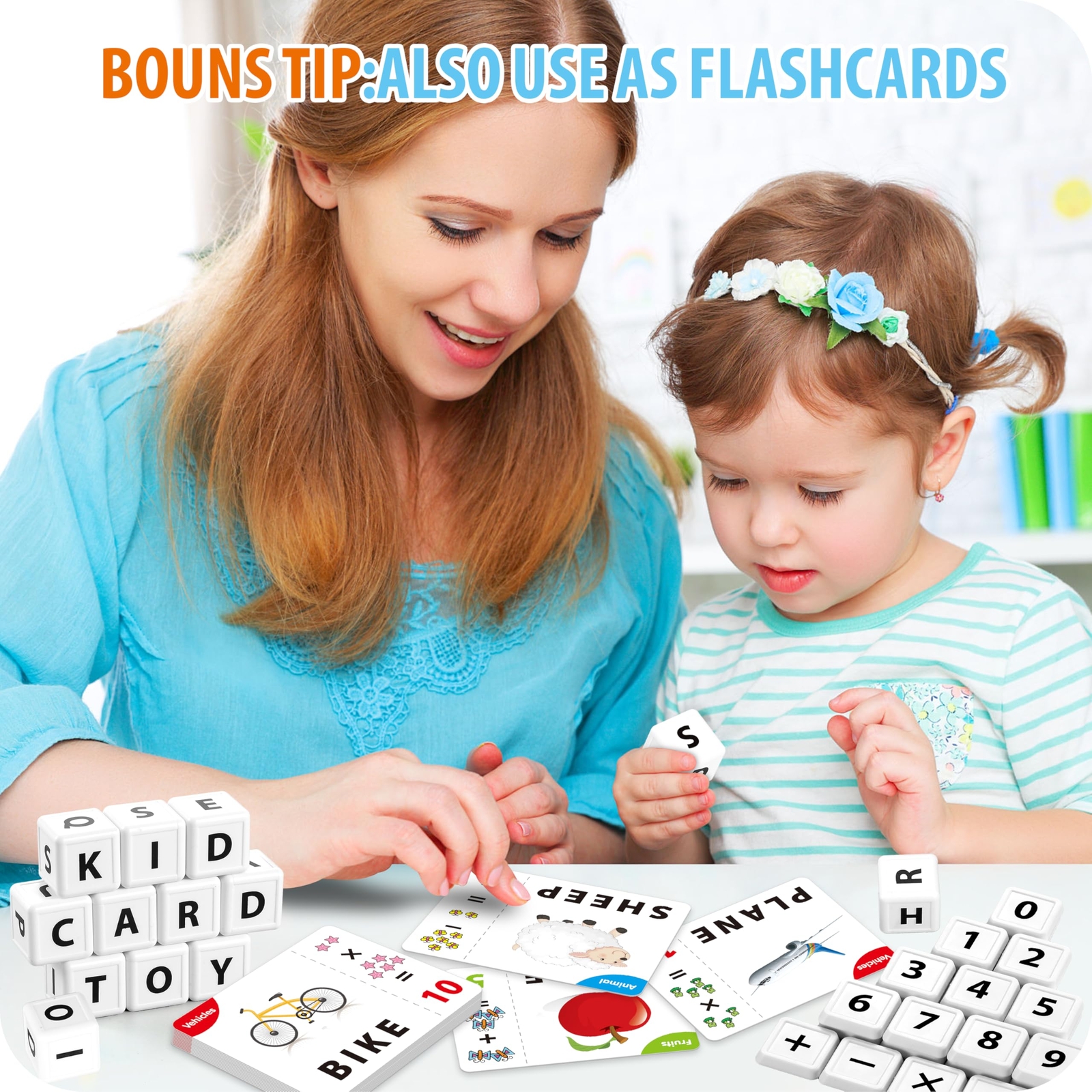 Yolscue Educational Flashcard Spelling and Math Game for Kids 3 to 7 Years