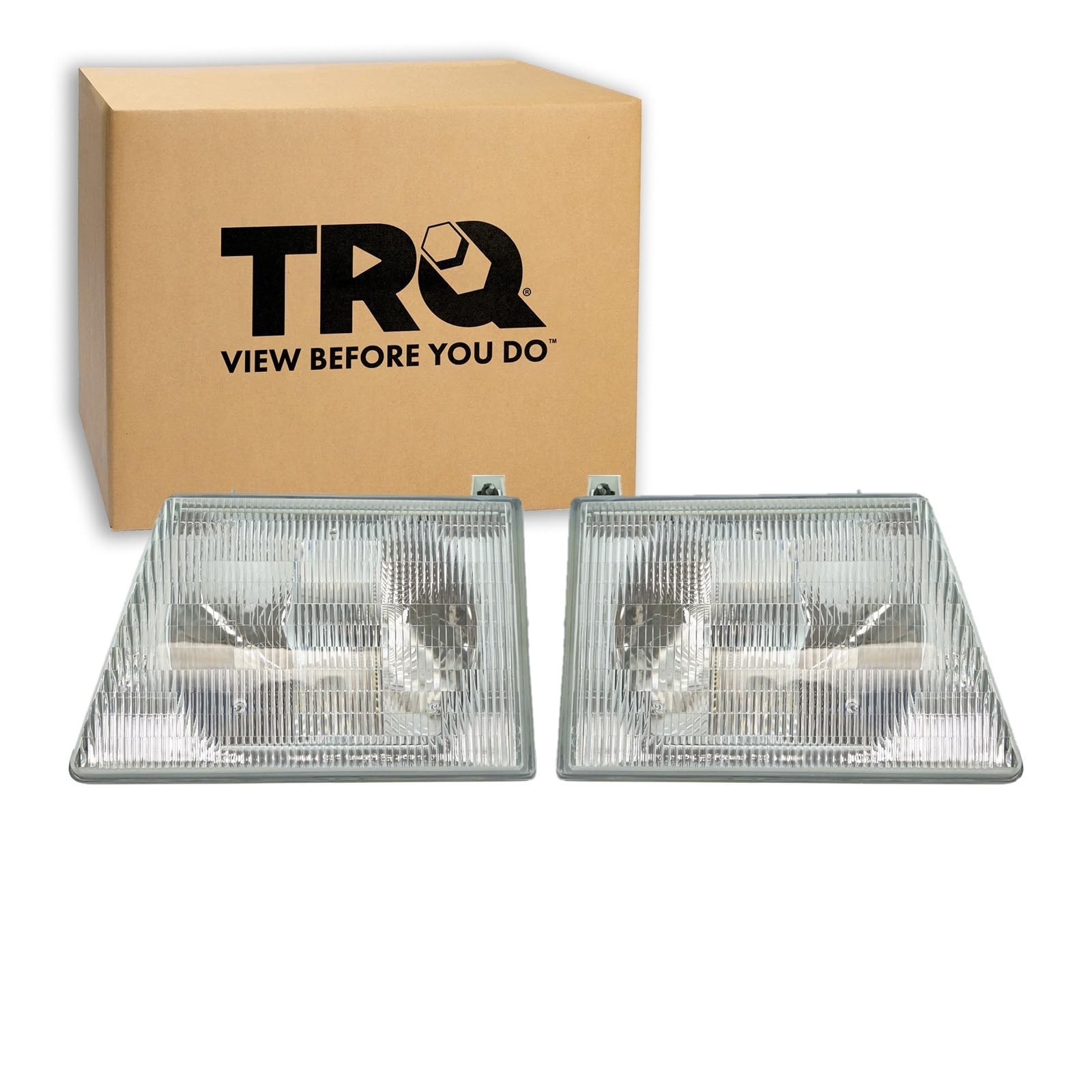 TRQ Headlight Assembly Set FO2502121 FO2503117 Compatible with 1992-1996 Ford…