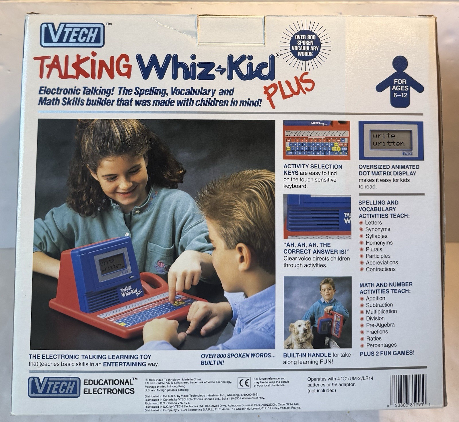 Vintage 1990 Vtech Talking Whiz Kid Plus Learning Toy W/ Box & Manuals Works