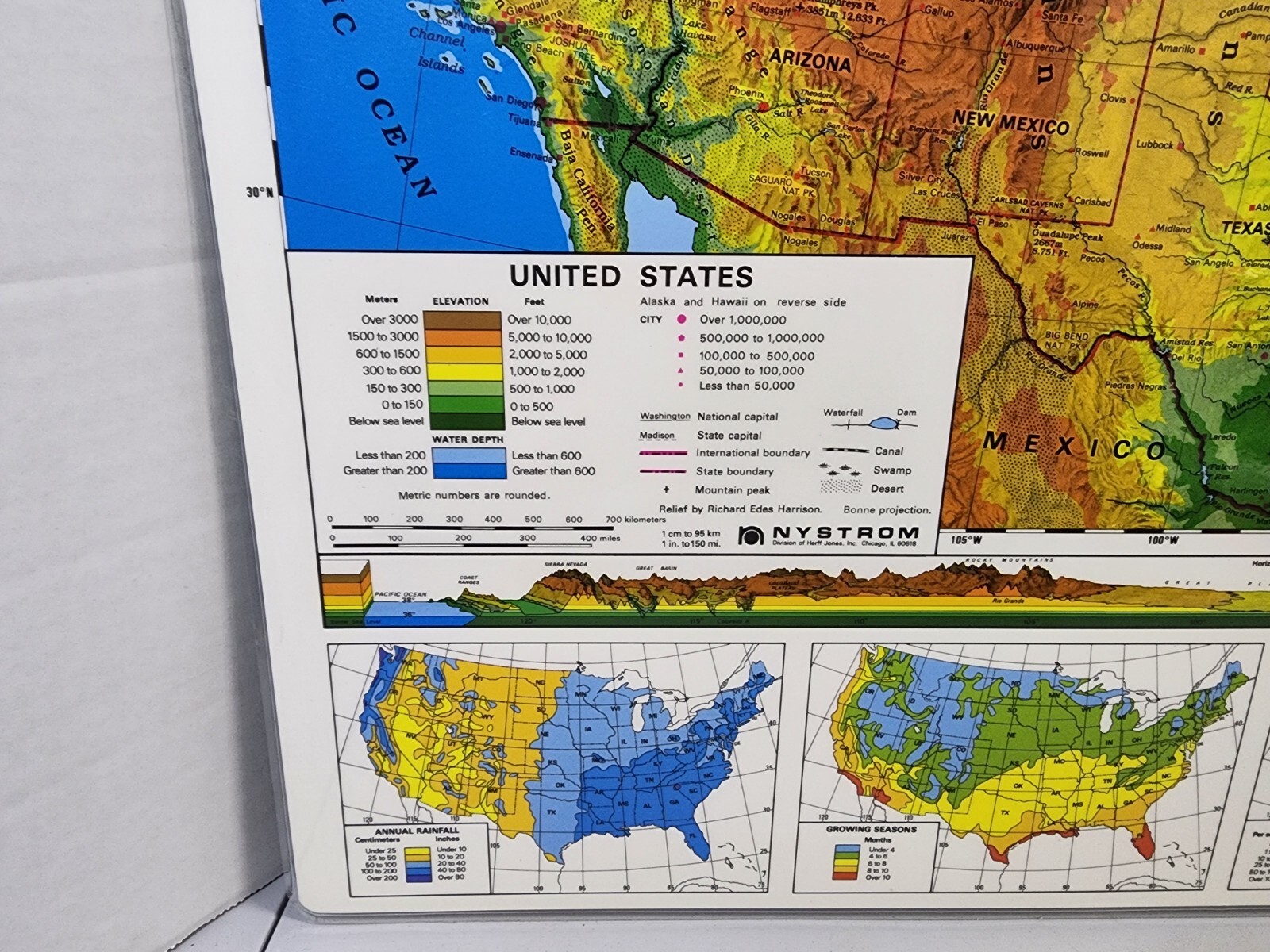 Nystrom Laminated 2 Sided United States Geography Map 22″ X 17″ Homeschool New