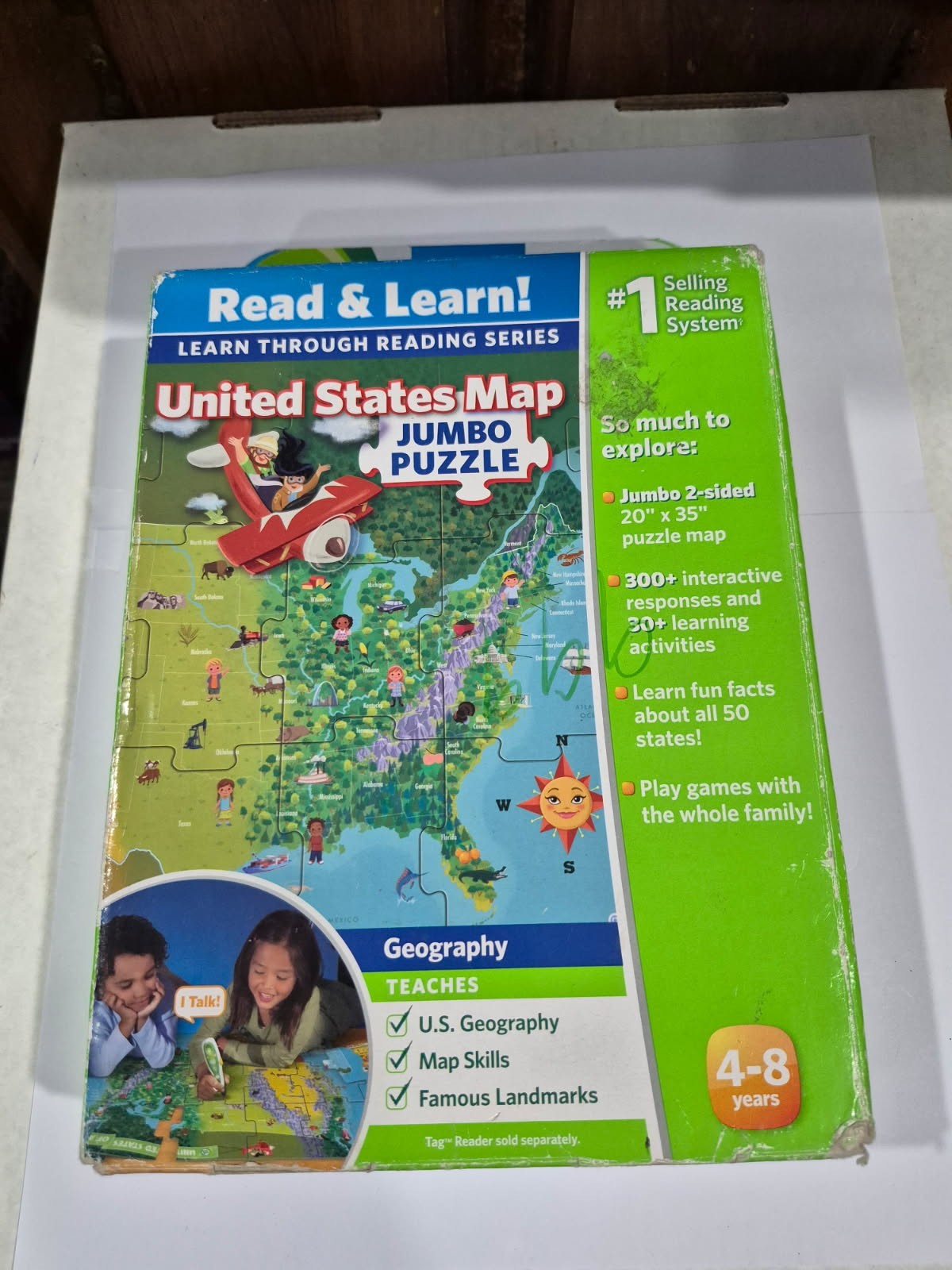 LeapFrog Tag United States Map Jumbo Puzzle Read & Learn Interactive Set Z