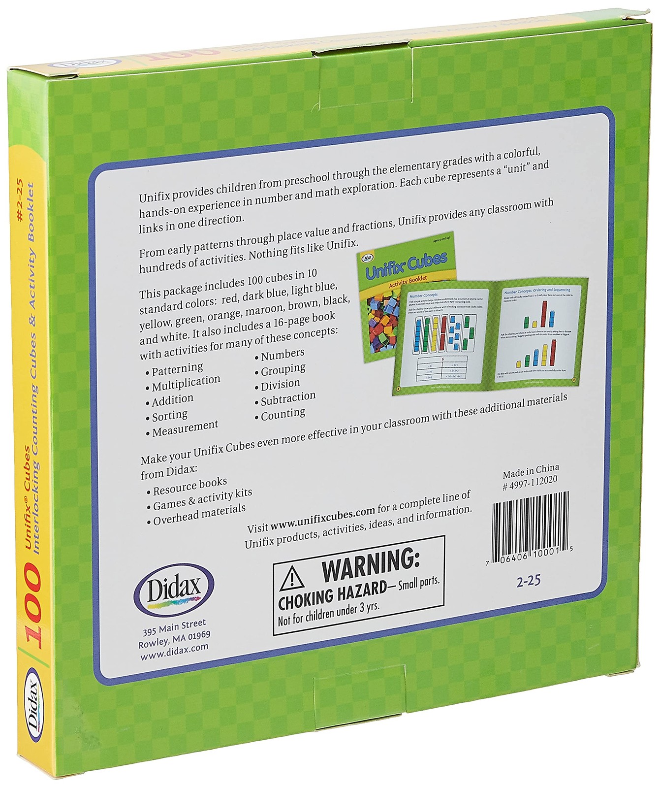 100 Piece Unifix Building Cubes Set for Early Math Learning Ages 4 and Up