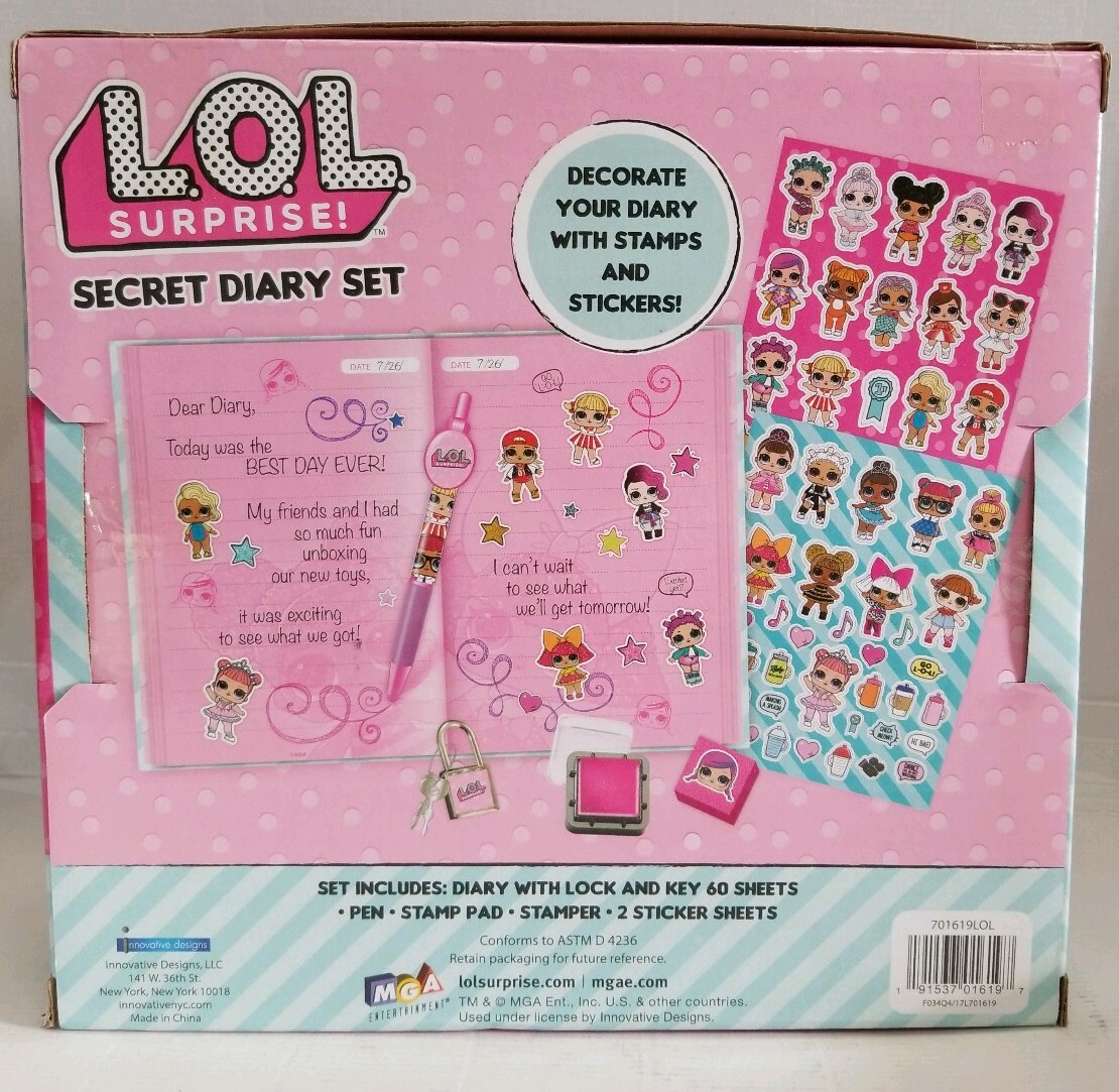 LOL SURPRISE SECRET DIARY SET STICKERS STAMPS PEN LOCK AND KEY NEW
