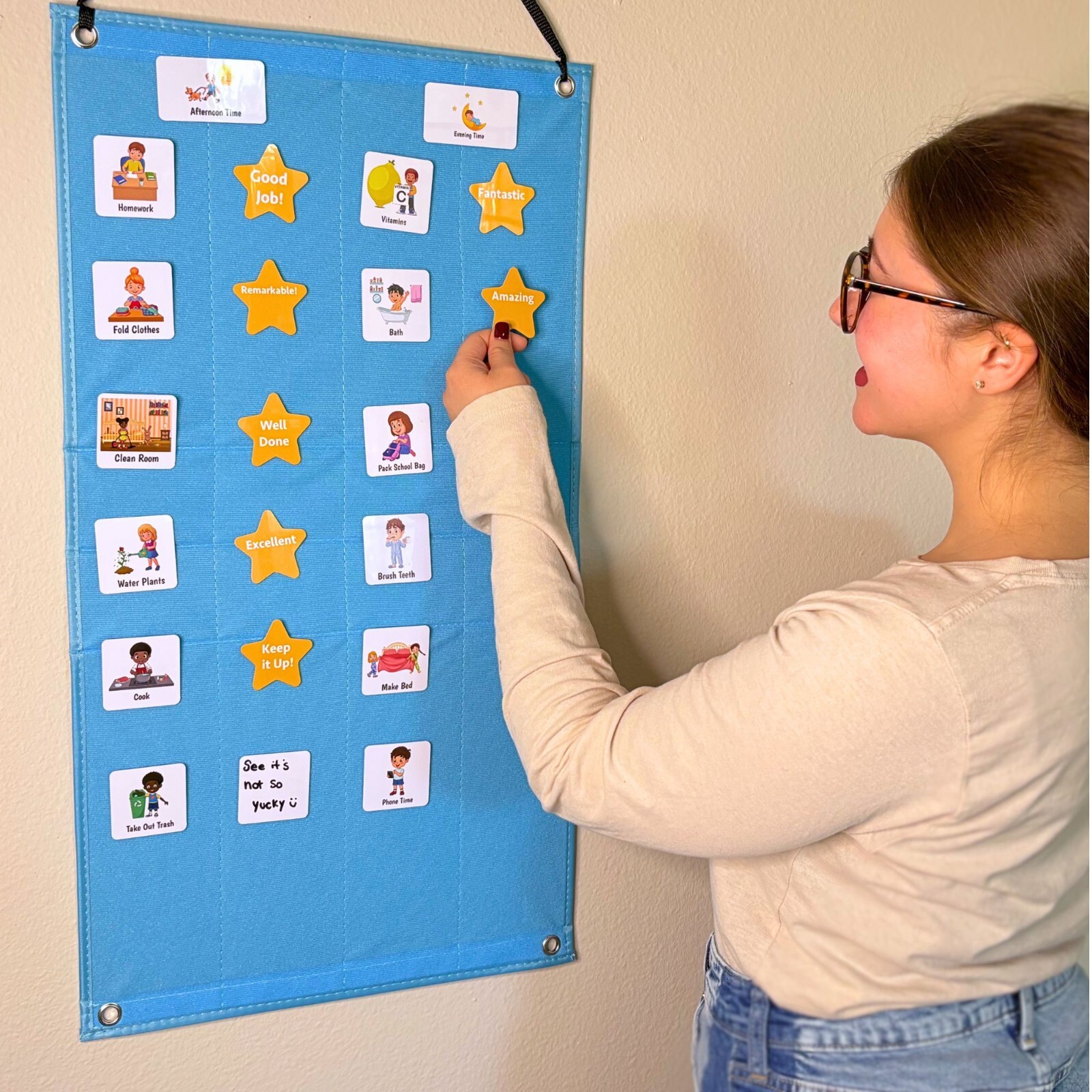 Visual Schedule for Kids with Visual Timer | Reward Chore Chart for Kids Autism
