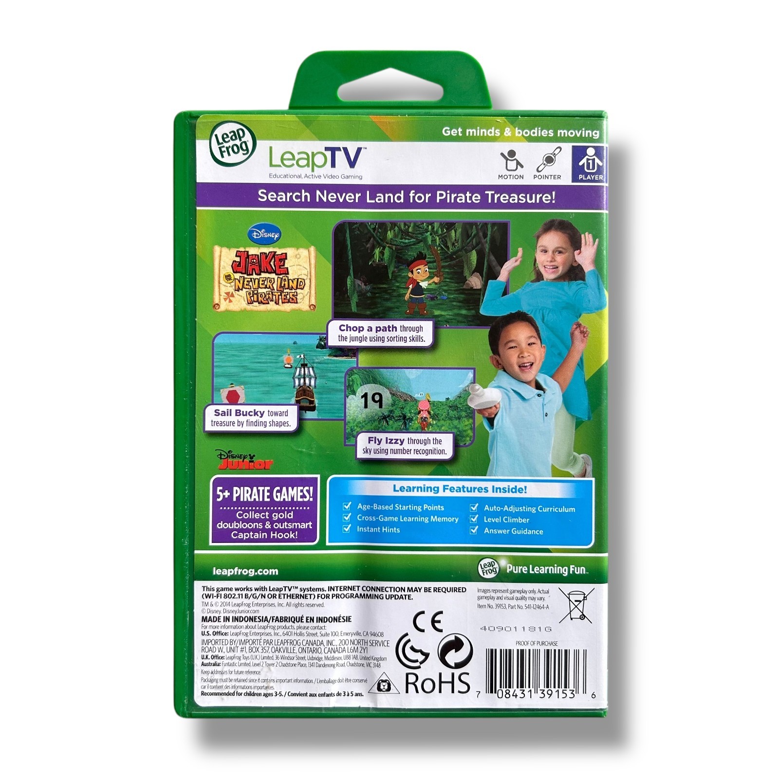 LeapFrog LeapTV Jake and the Neverland Pirates Preschool Math Video Game, 3-5Y