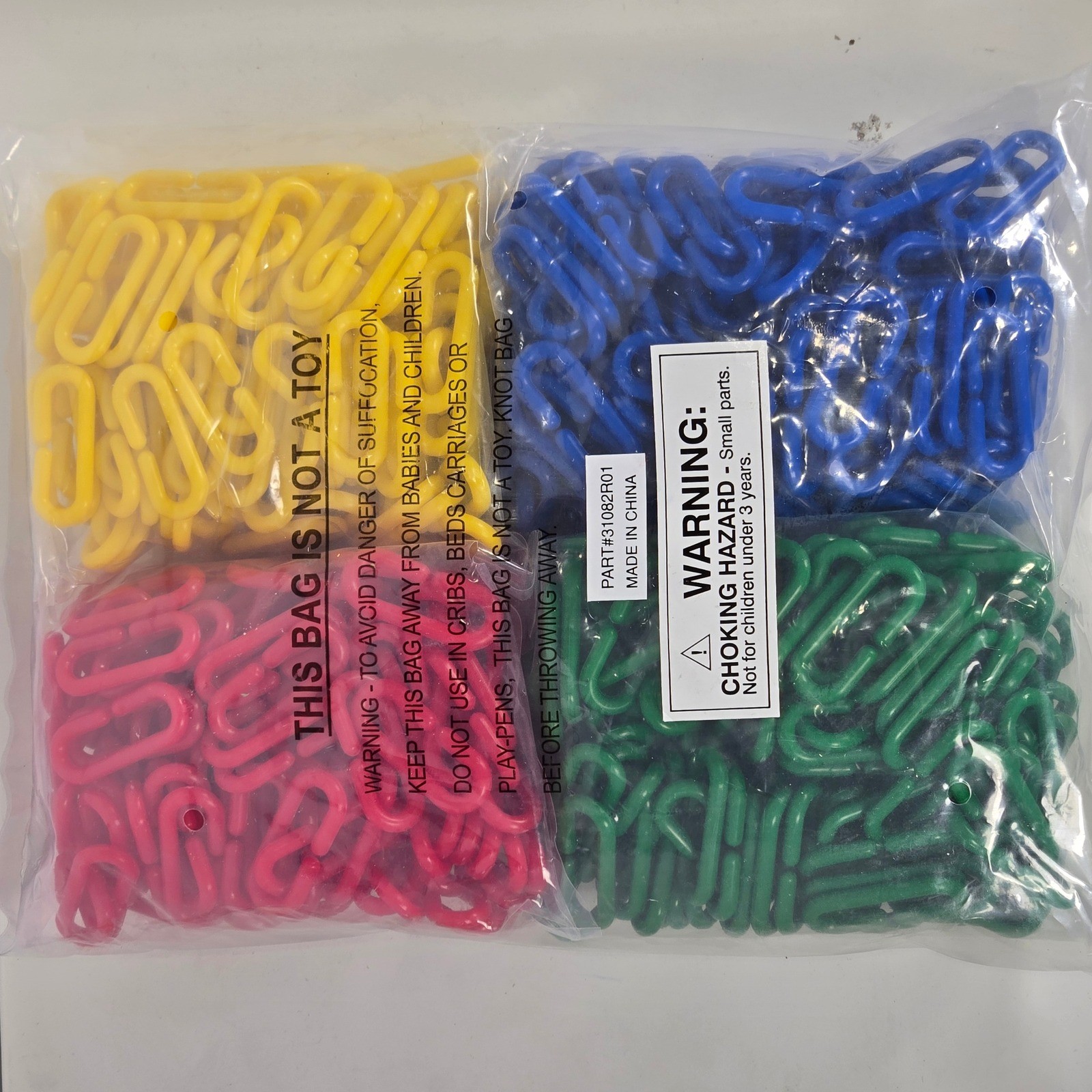 Plastic Linking C-Links Manipulative Set Red Blue Green Yellow Part 31082R01 NEW