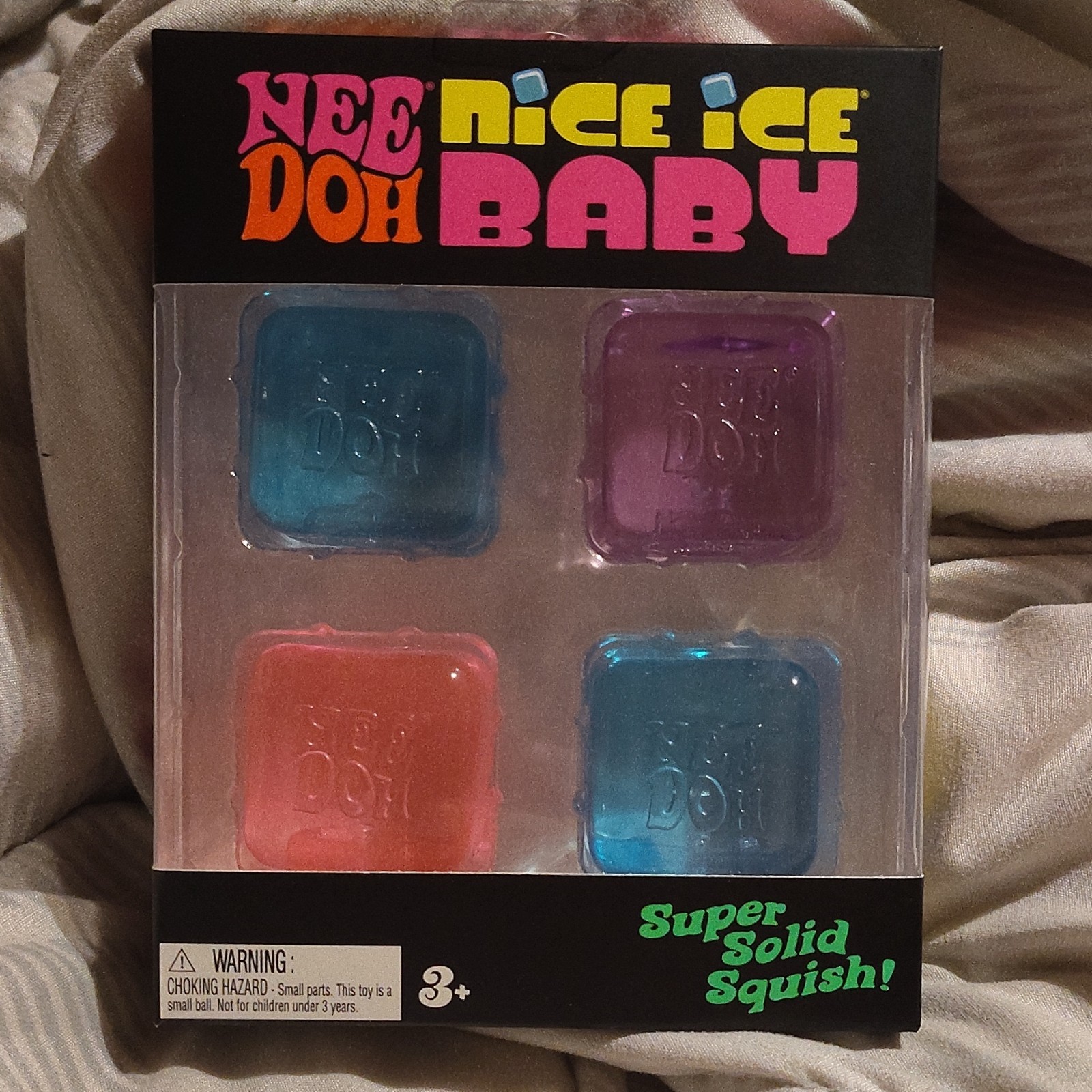 Nice Ice Baby Nee Doh Super Solid Squish Squeeze Toy Set 4 Pack Blue Purple Pink