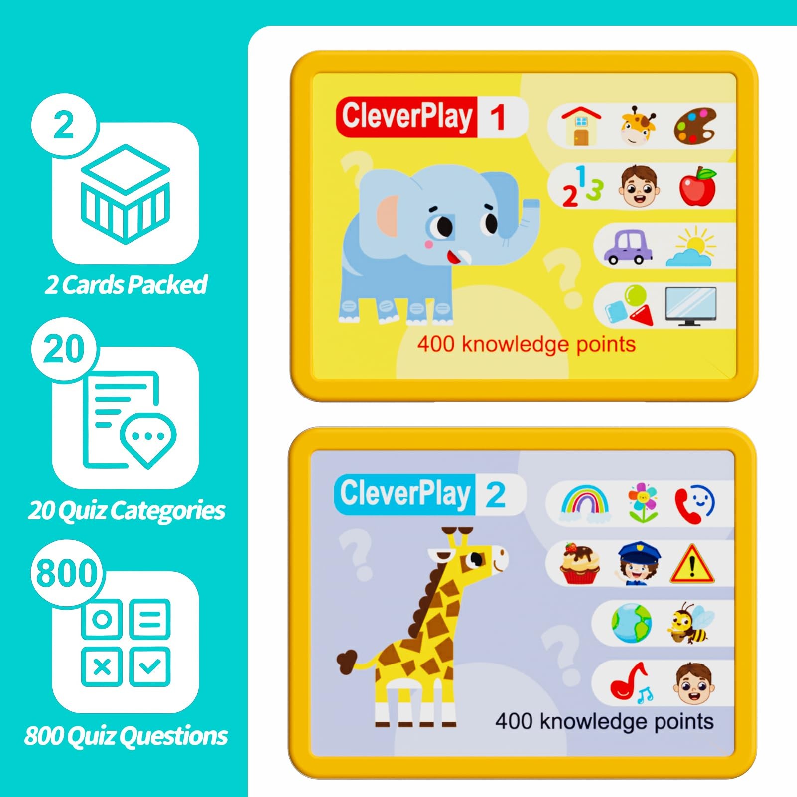 Educational Toys for Kids 3-6 Years Old, Interactive Quiz Battle Small, White
