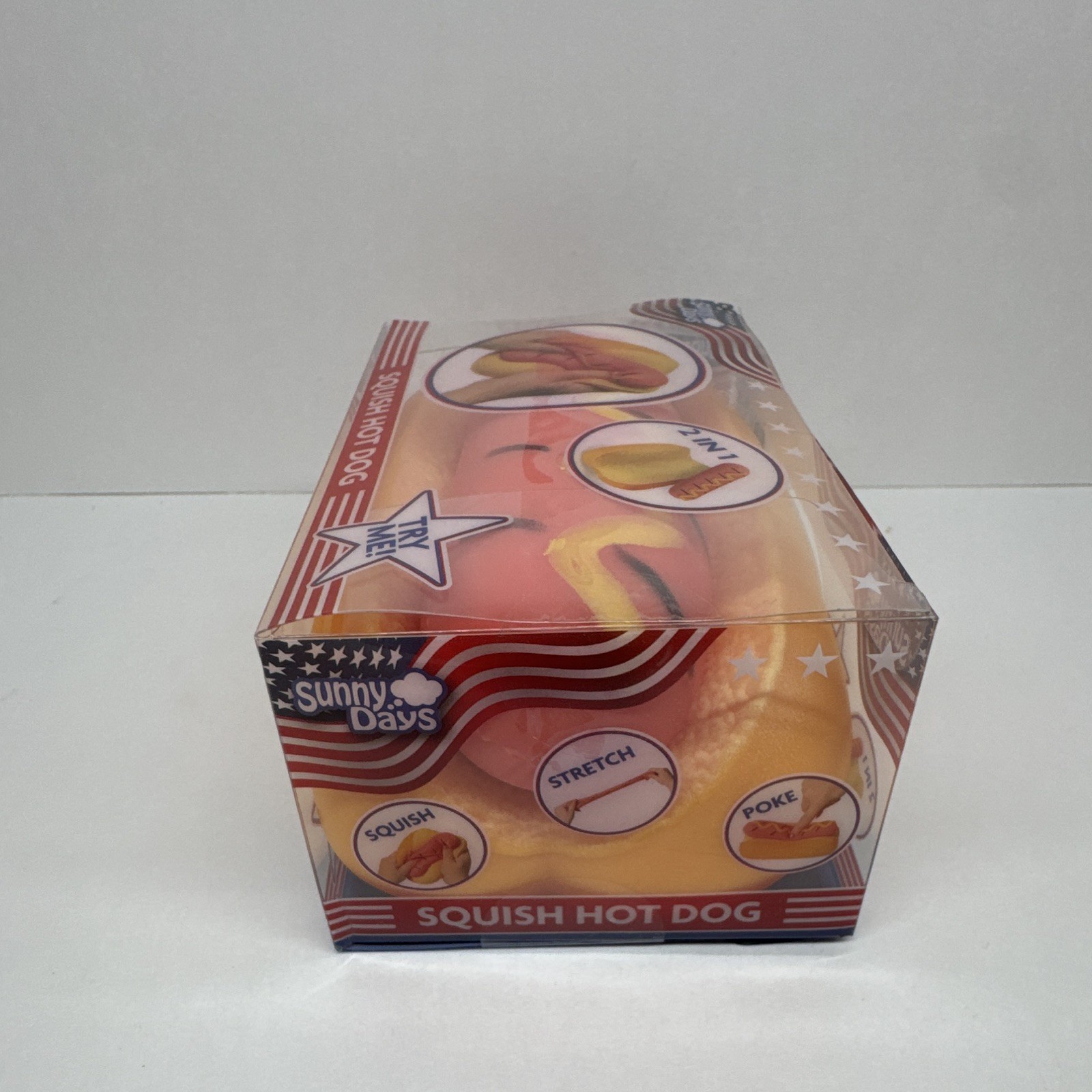 Sunny Days Squish Hot Dog 2-in-1 Tactile Squeeze Toy Yellow Red Age 17+