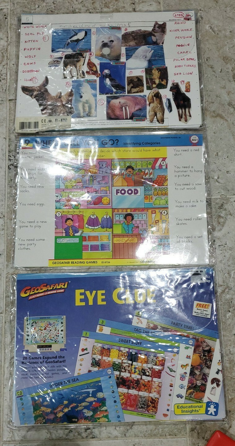 Vintage GeoSafari EI-8855 Learning System 47 Lesson Cards With Bag And Manual!!!