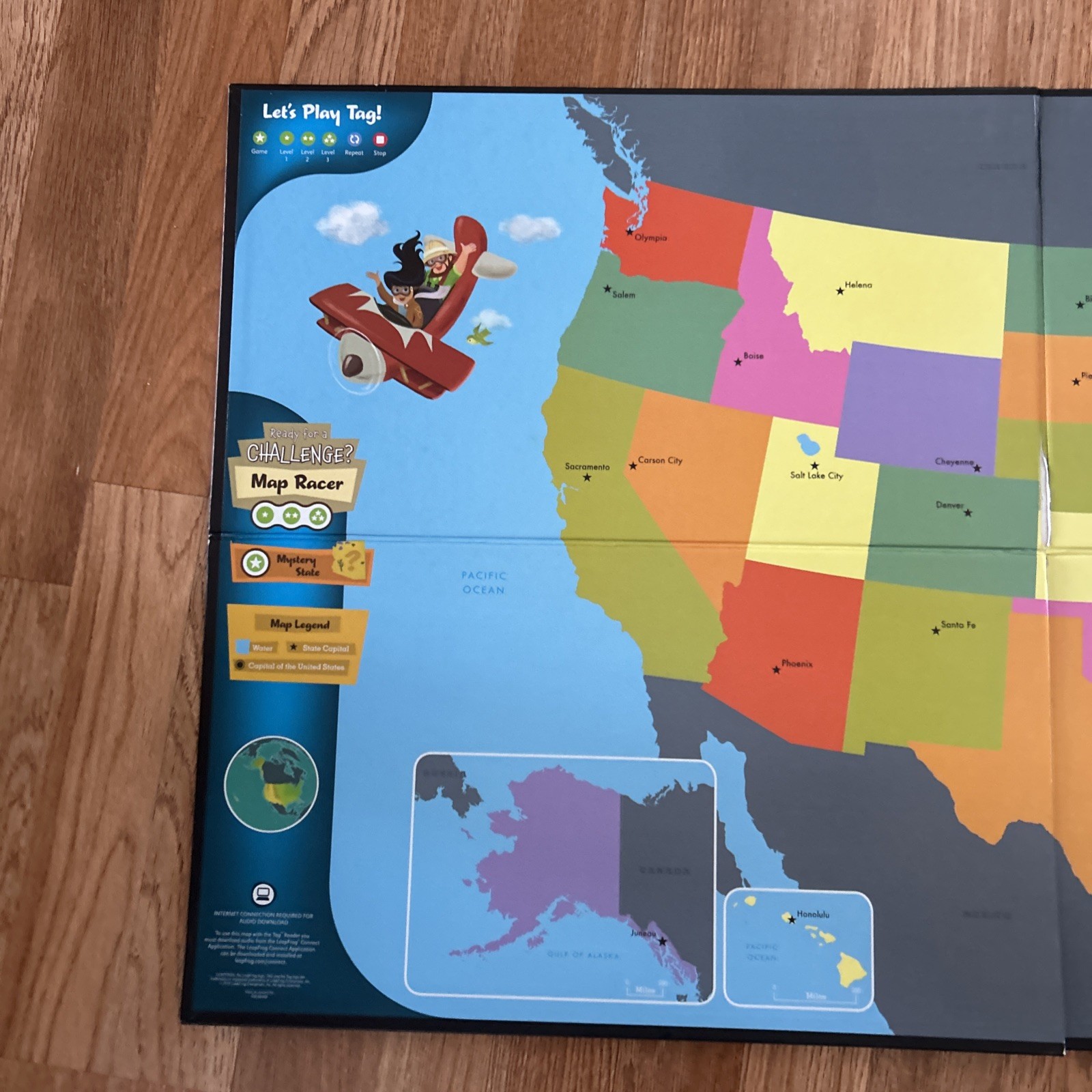 LeapFrog Tag Reading System Interactive United States Map Double Sided USA