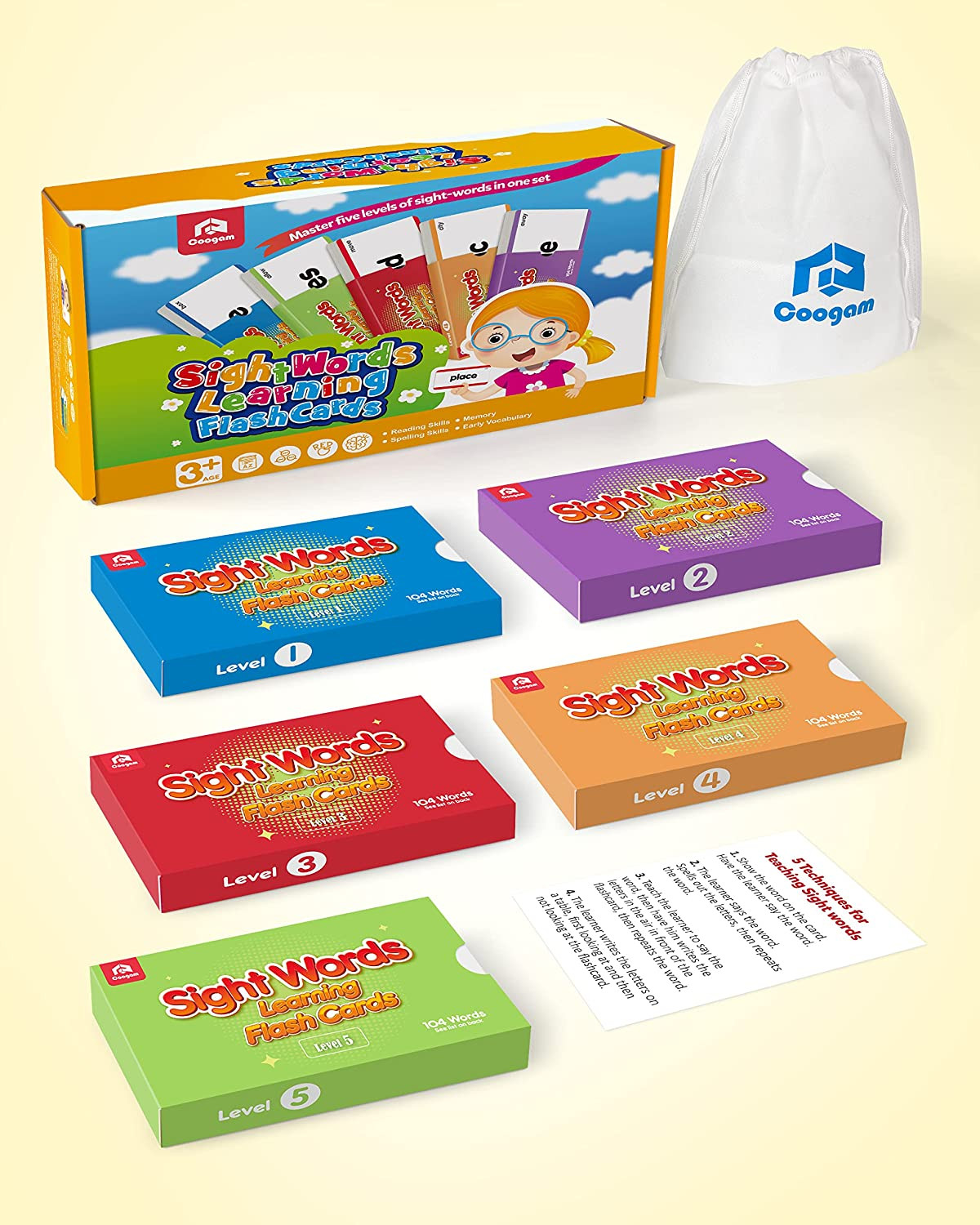520 Sight Words Learning Vocabulary Flash Cards, Dolch Fry High Frequency Sight
