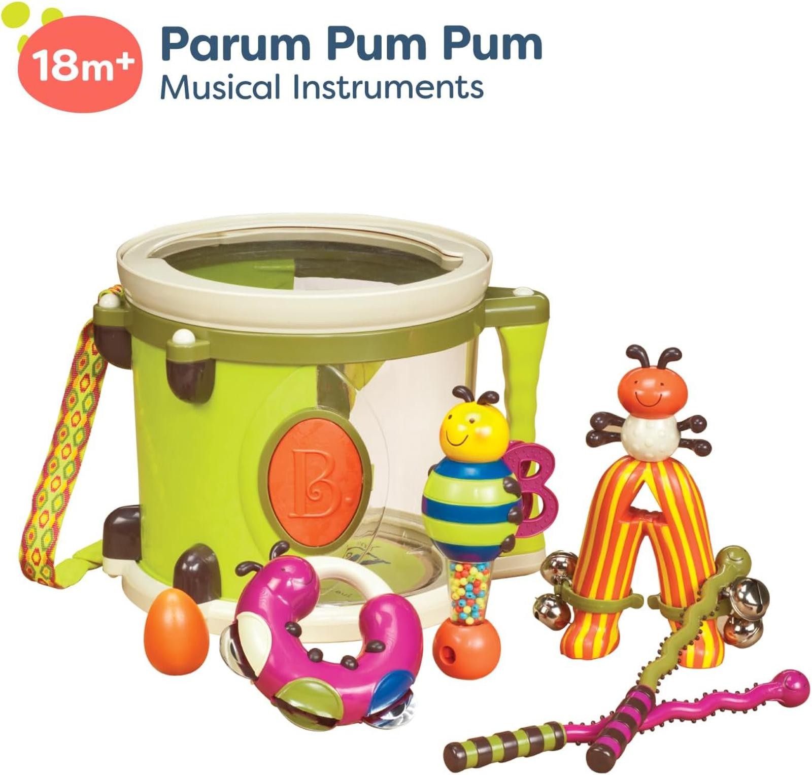 B. toys Toy Drum Set 7 Instruments – Parum Pum Pum: Music Percussion Fine Motor