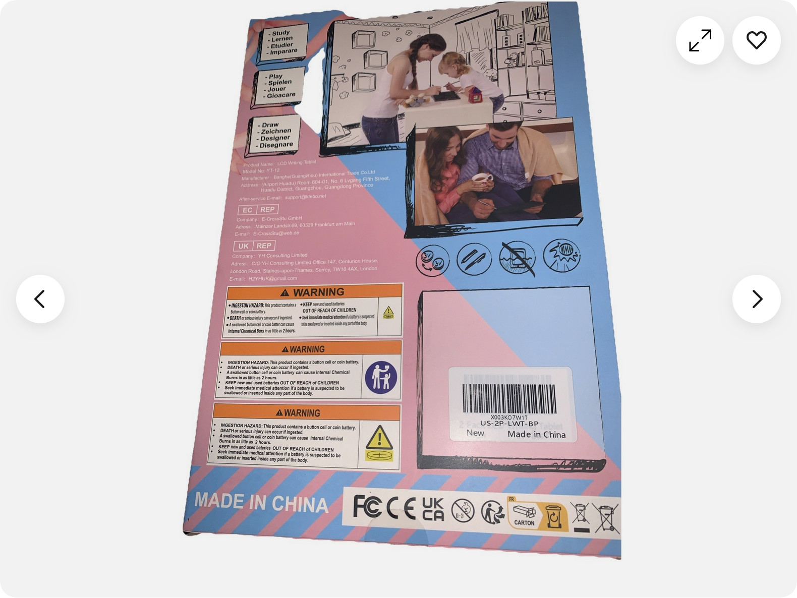 2-piece book 10 inch LCD Writing Tablet Colorful Drawing Board Pink & Blue