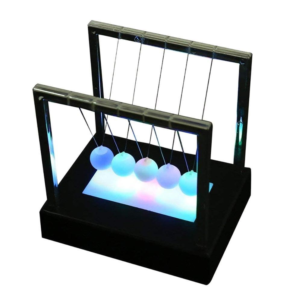 Newtons Cradle Fun Balance Balls Physics Science Desk Toy LED Light Home Decor
