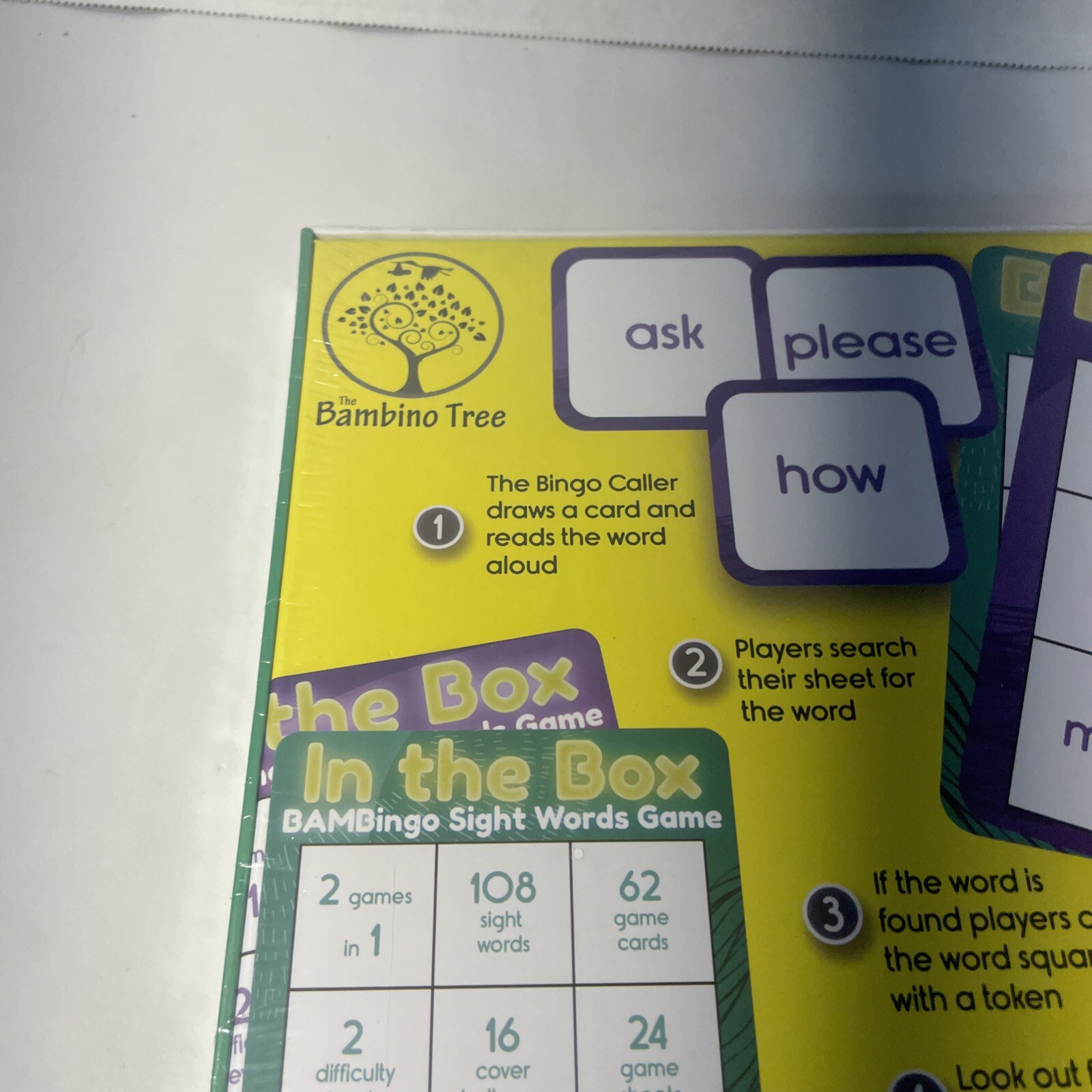 BAM Bingo Sight Words Game, Ages 5+, 2+ Players 108 Vocabulary Words Sealed