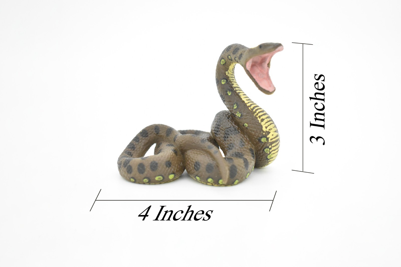 Python Snake, Very Realistic Rubber Reproduction, Hand Painted Figurine 4″