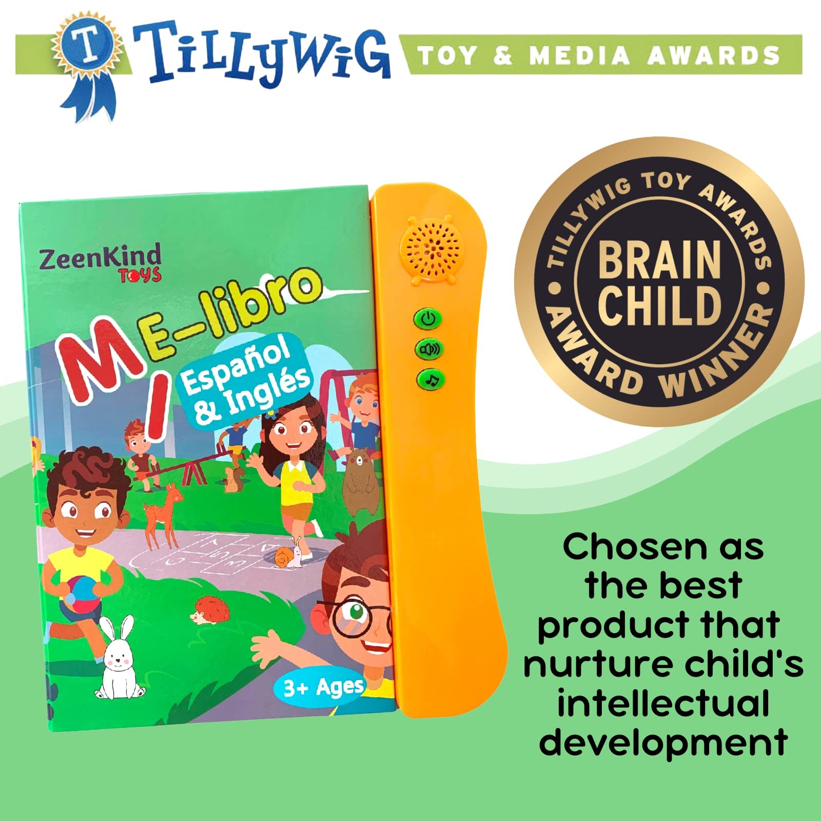 ZeenKind Learn Spanish for Kids |Spanish English Talking Sound Book Toddler | Bi