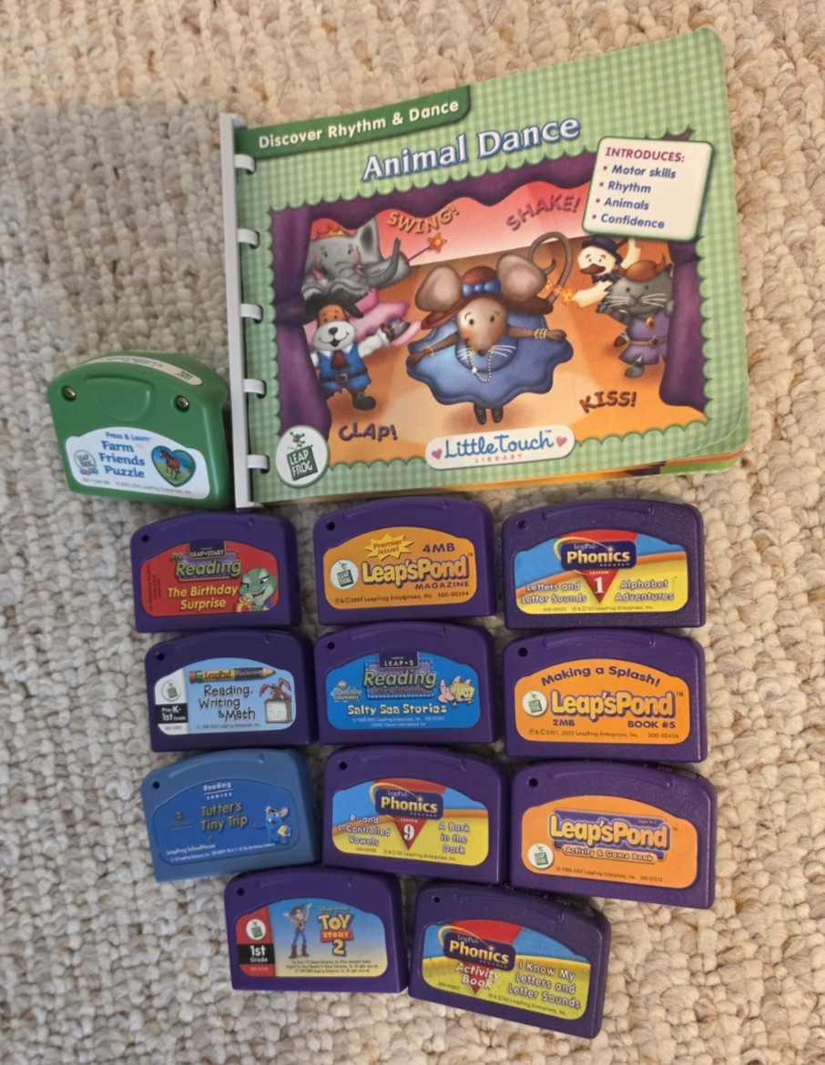 Lot of 11 LeapFrog Leapster & 1 Little Touch + book Game Cartridges Ages 4-8+