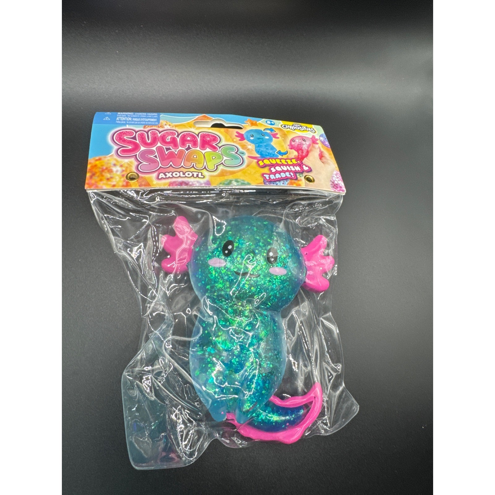 Orb Toys Sugar Swaps Axolotl Squeeze Squish Trade Teal Pink Glitter Fidget Toy