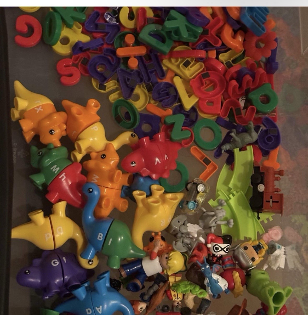 Mixed Lot Alphabet & Number Letter Magnets with Small Toy Figures, Ages 3-7
