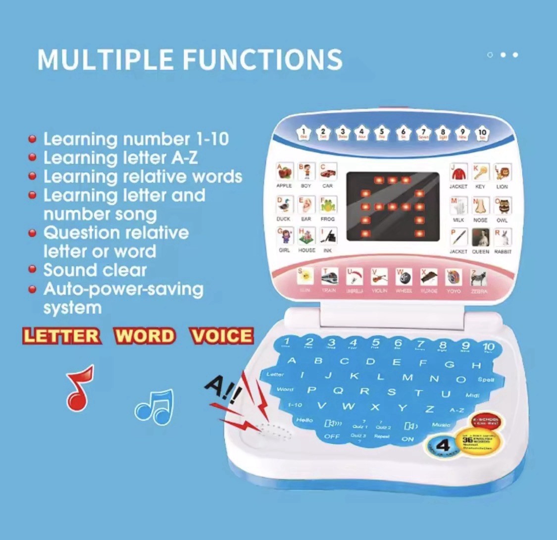 Kids Electronic Learning Laptop ABC Letters & Numbers 1-10 Music/Sounds Age 2-3
