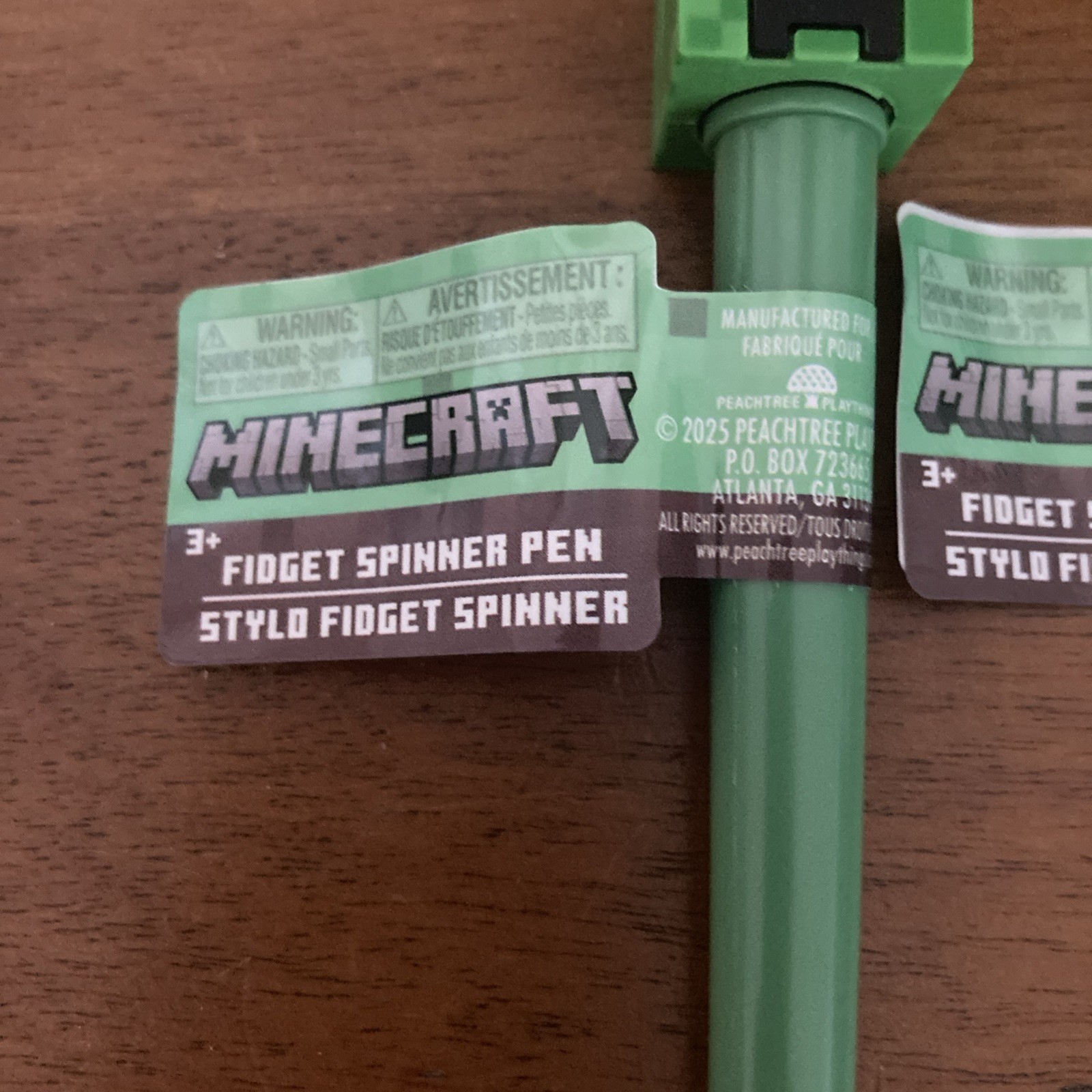 Lot Of 3 MineCraft Fidget, Spinner Pens with cap. New With Tags