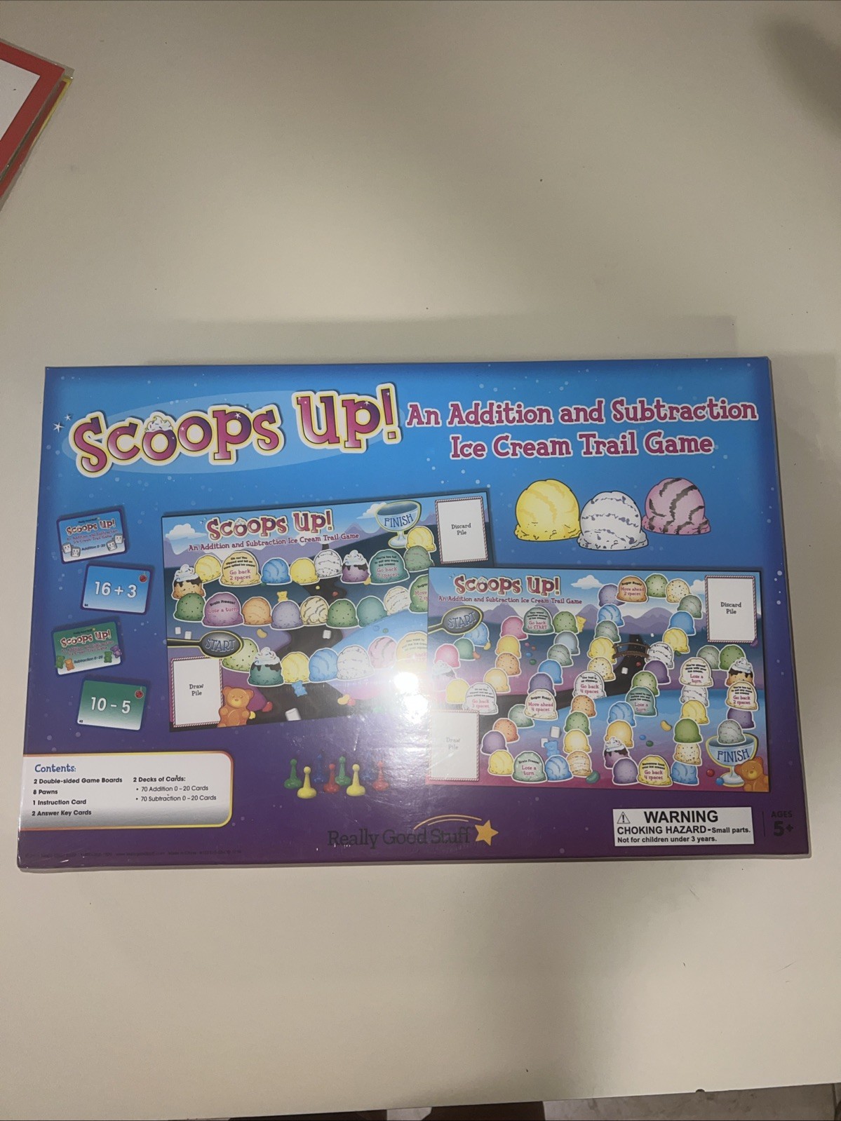 Really Good Stuff Scoops Up! Addition and Subtraction Game Ages 5 + New