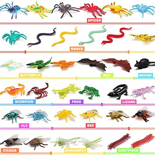 76 Pack Mini Plastic Bug Set, Realistic Insects Toy for Child, Fake Bugs