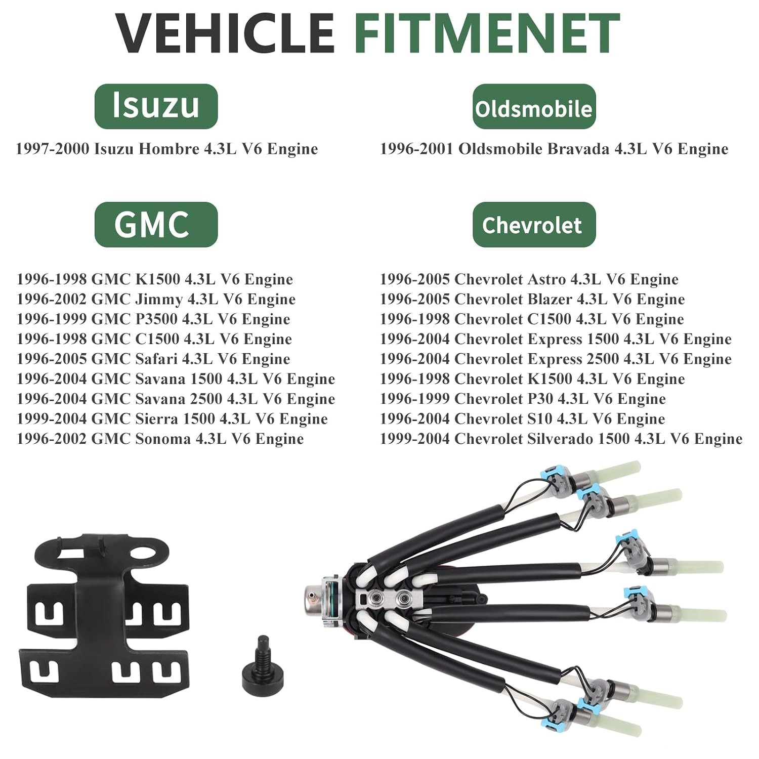 Chevy Express Silverado 4.3L FJ503 Fuel Injectors 6 Cylinder Fuel Injectors