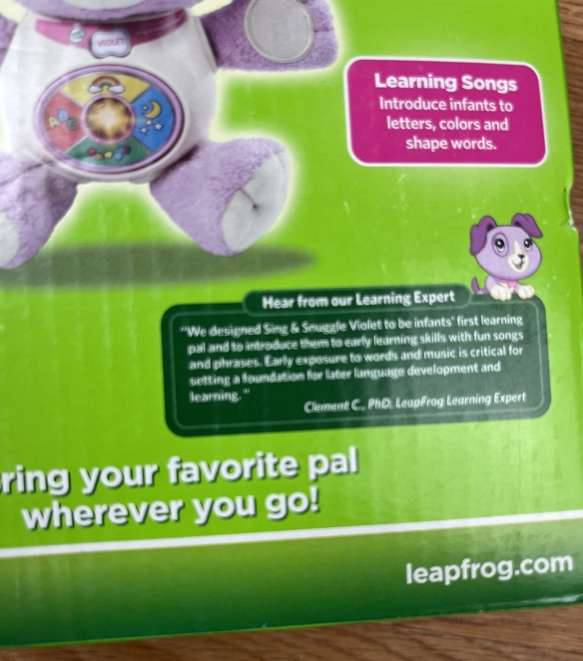 Leap Frog Sing & Snuggle Violet Interactive Plush Purple Puppy Learning Toy NEW