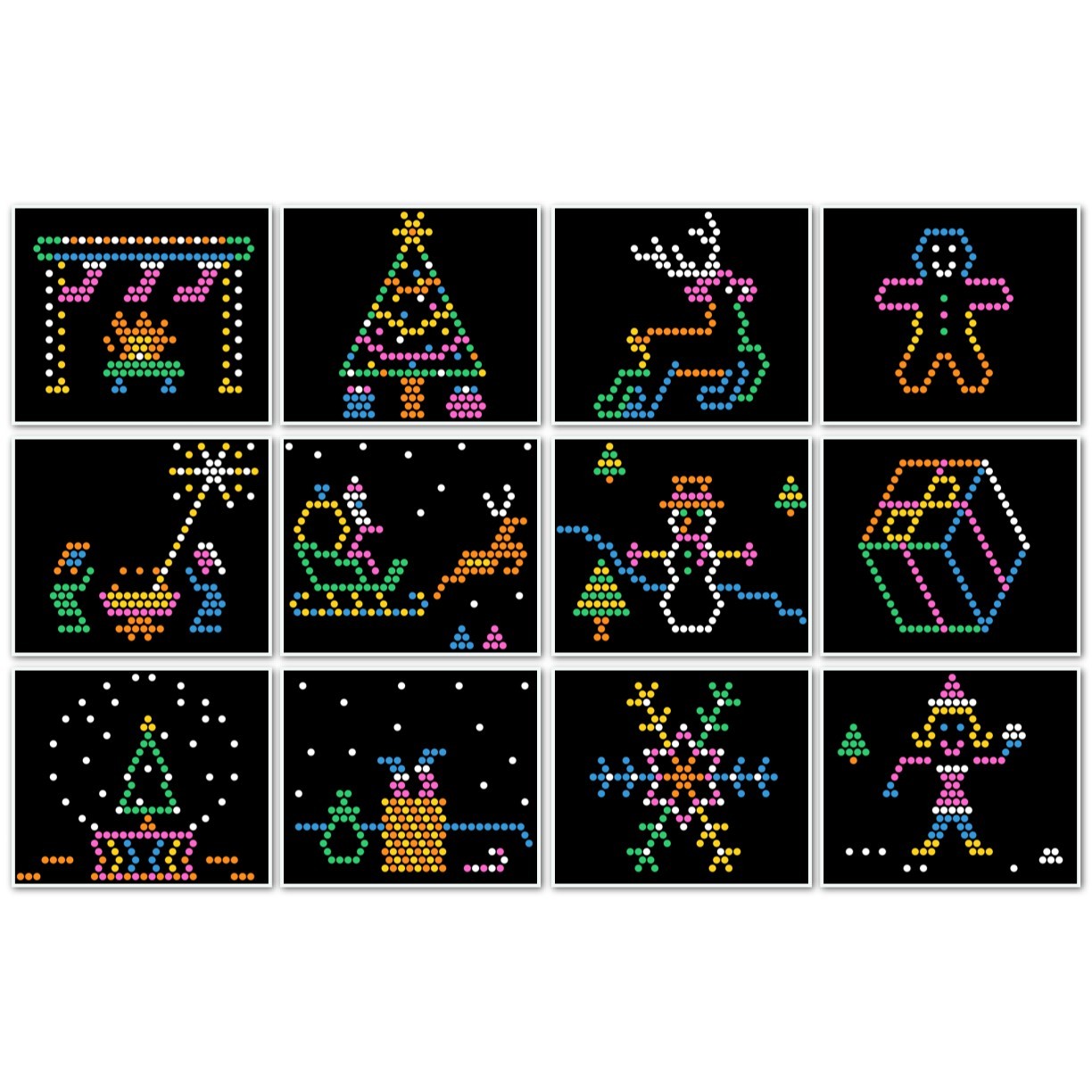 Christmas Theme – Pattern Refill Sheets for Lite Brite Ultimate Classic 12 Pack