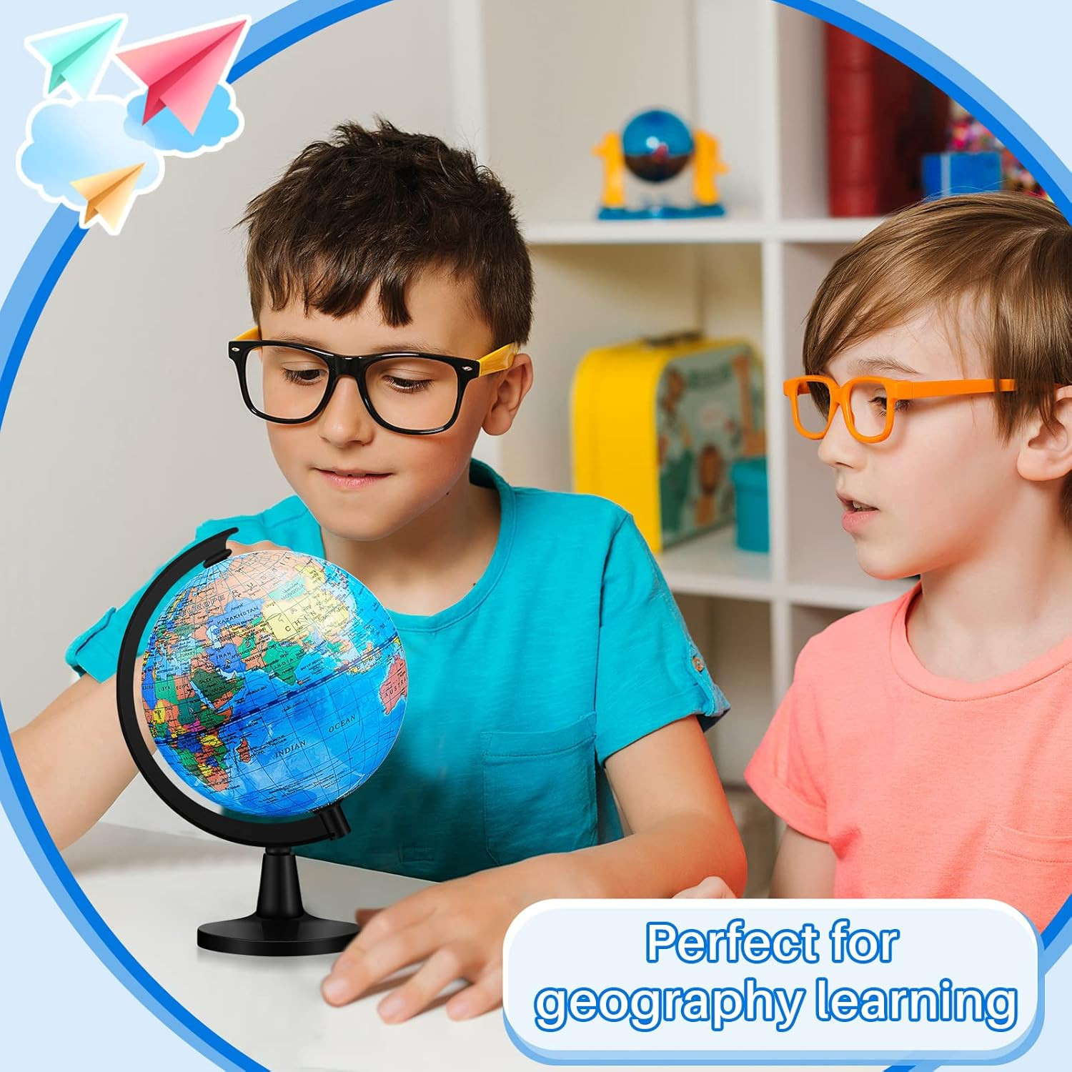 6 Pcs World Globe for Kid 4.6” Educational Mini Desk Decorative Earth Globes wi
