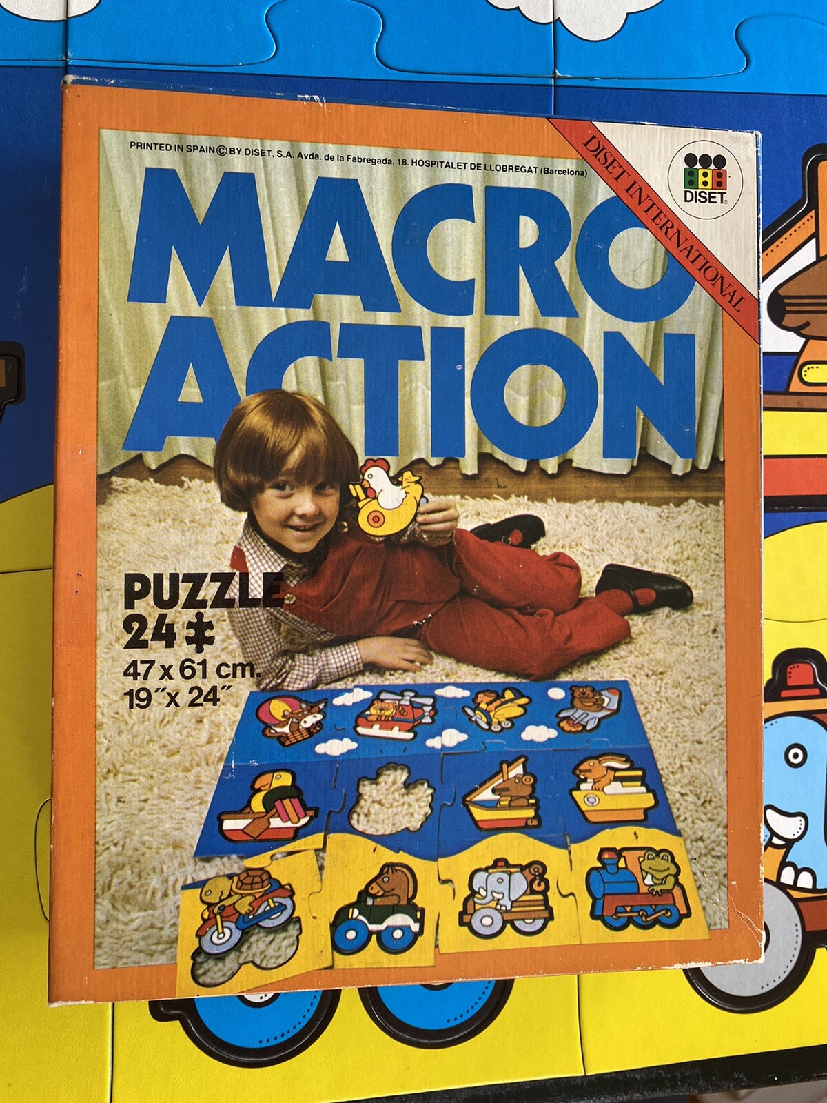 DISET SPAIN MACRO ACTION Large Floor Puzzle Game Animals Vehicles COMPLETE VTG
