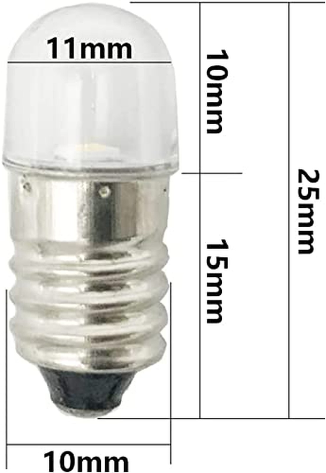 E10 LED Bulbs 6V Cold White,10pcs AC/DC E10 Miniature Screw LED Lamps 0.5Watt…