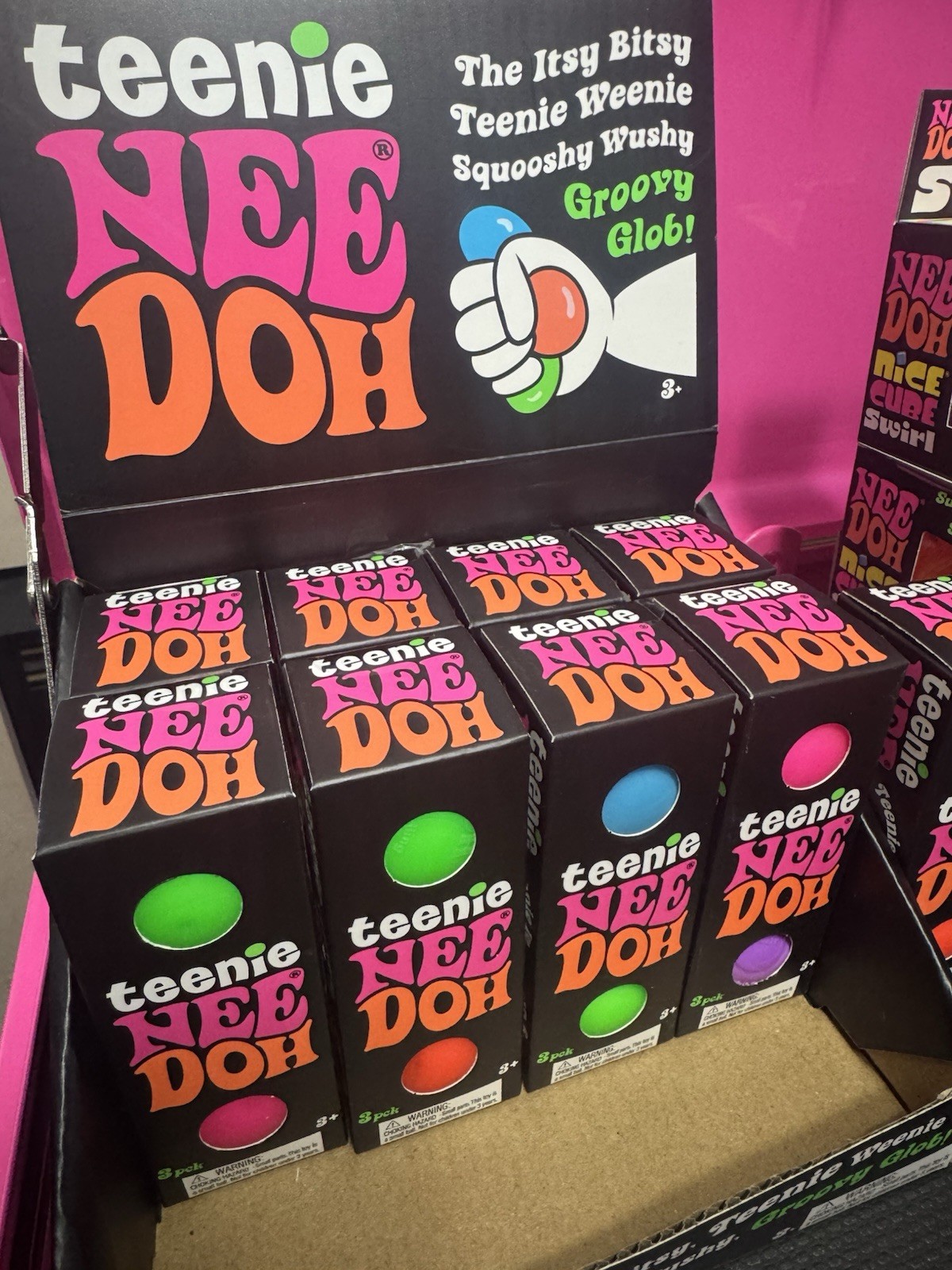 Nee Doh Teenie Groovy Glob Squeeze Toys 3 Pack, Assorted Colors, Ages 3+
