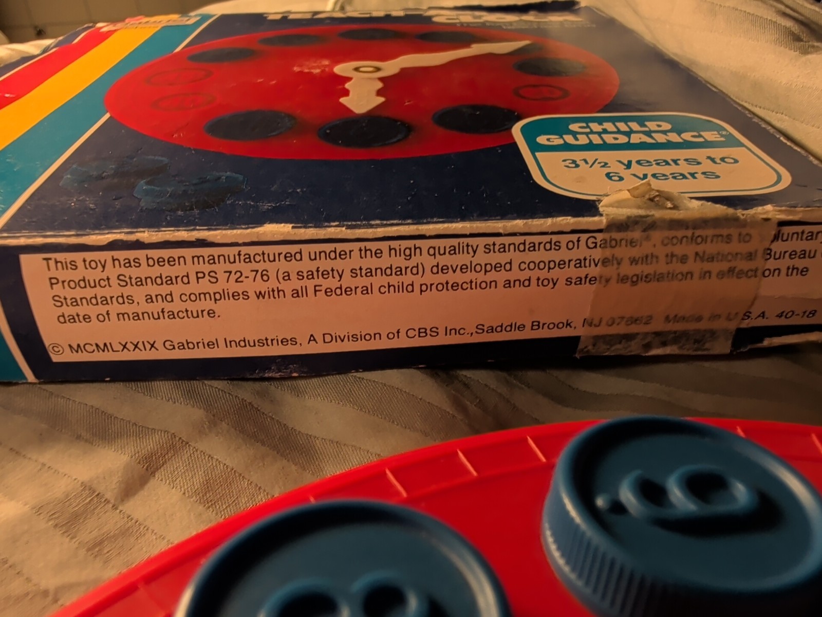 1979 Gabriel Teach-A-Time Puzzle Clock Educational Toy With Box Complete