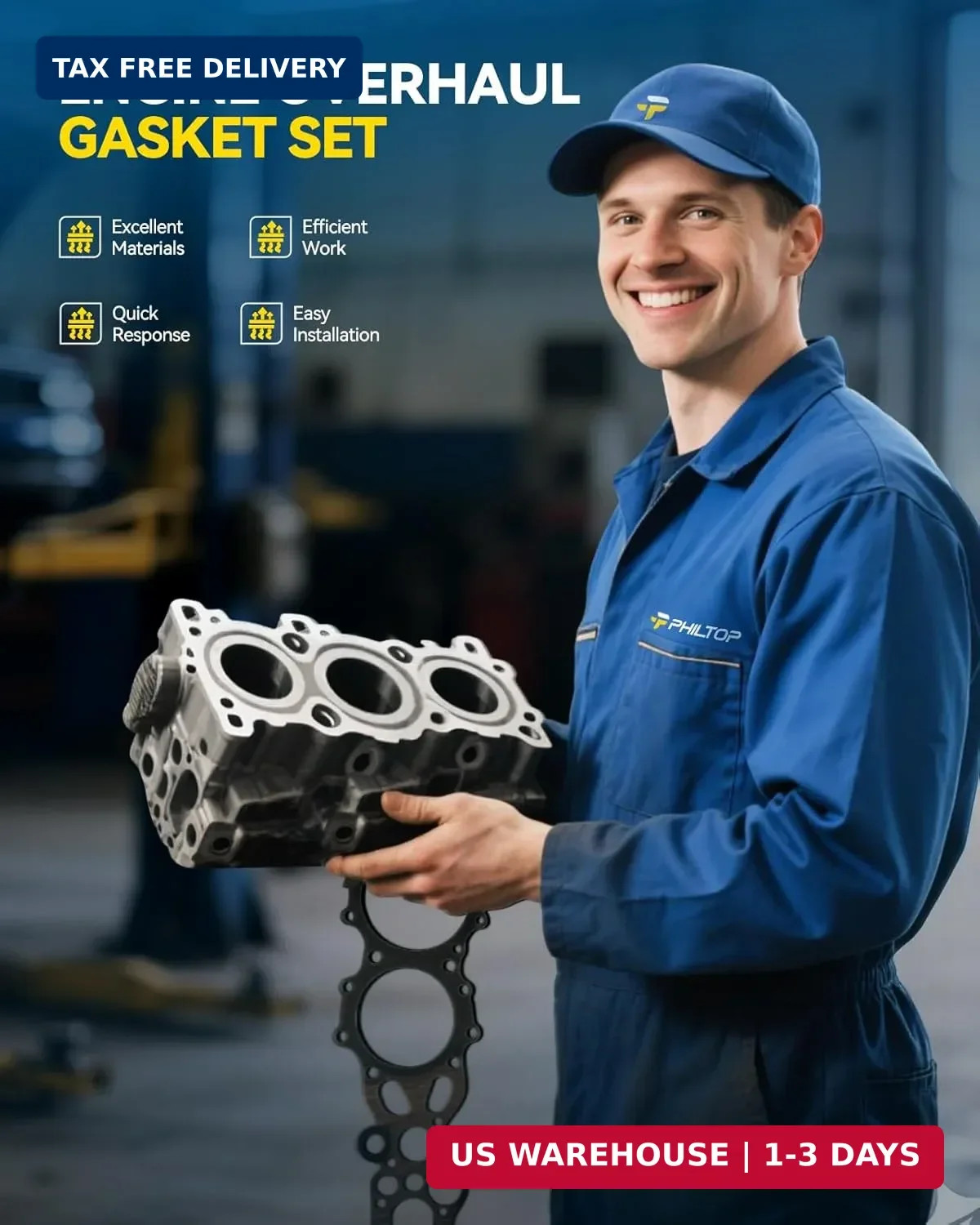 PHILTOP VS50504R-1 Engine Valve Cover Gasket Set for Chevy Silverado 1500/Tahoe/