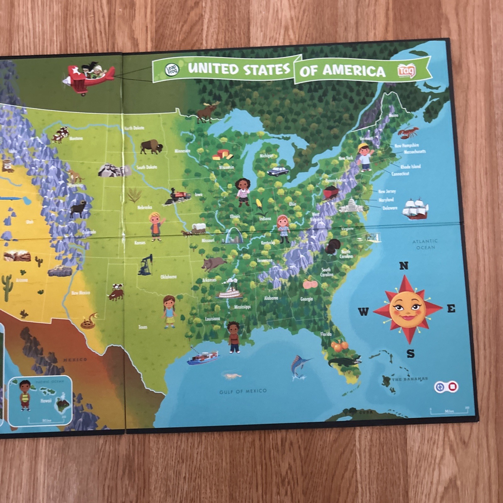 LeapFrog Tag Reading System Interactive United States Map Double Sided USA