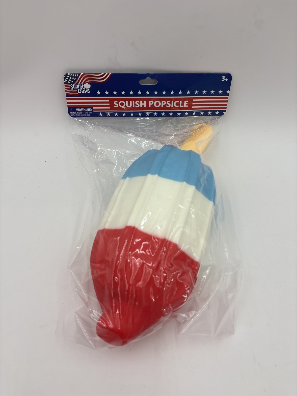 Sunny Days Jumbo Squishy Rocket Bomb Pop Popsicle Squeeezy Red White Blue NEW