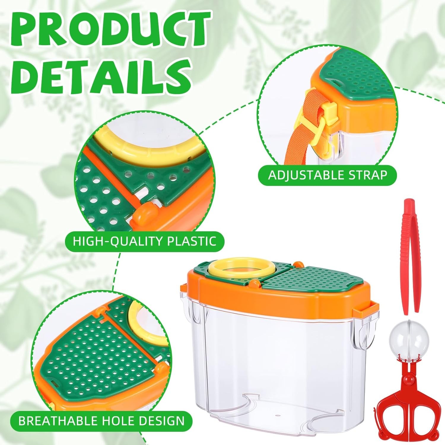Halloscume 4 Set Bug Catcher for Kids Bug Viewer and Insects Tweezer for Student